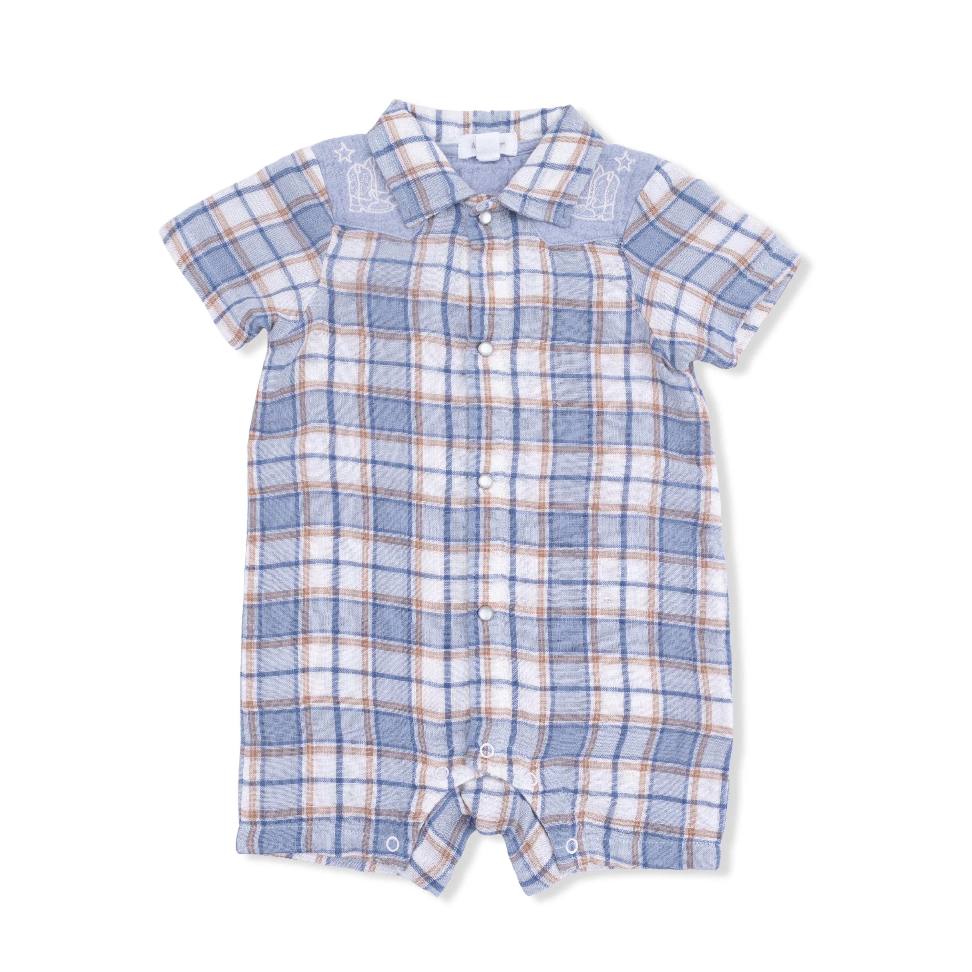 Western Boot Plaid - Western Pearl Snap Shortie-Angel Dear