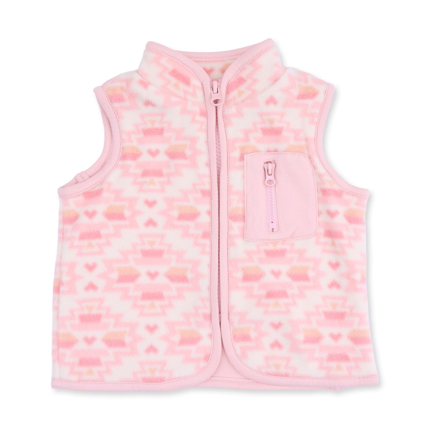Southwest Pink Fleece - Fleece Zip Vest