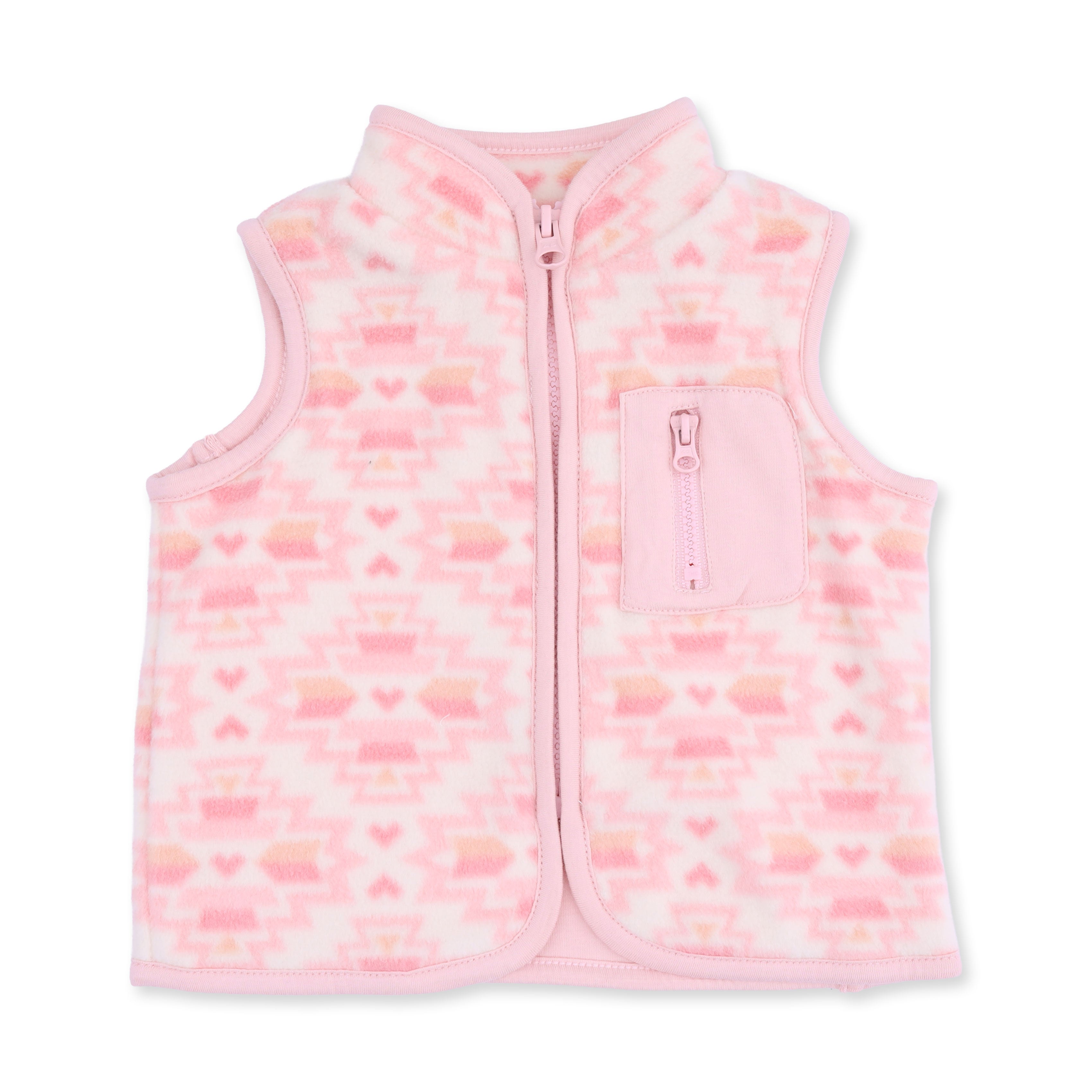 Southwest Pink Fleece - Fleece Zip Vest