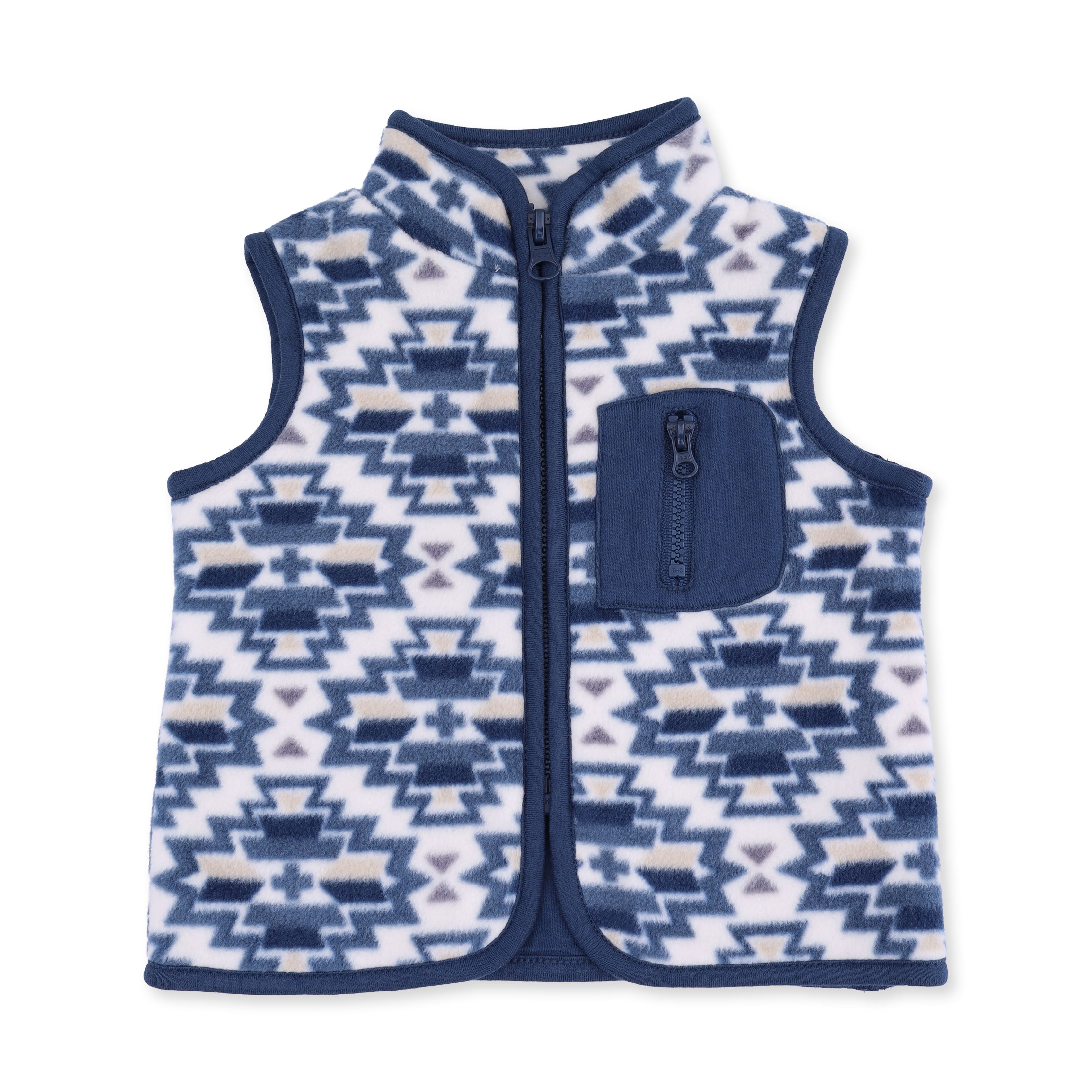 Southwest Navy Fleece - Fleece Zip Vest