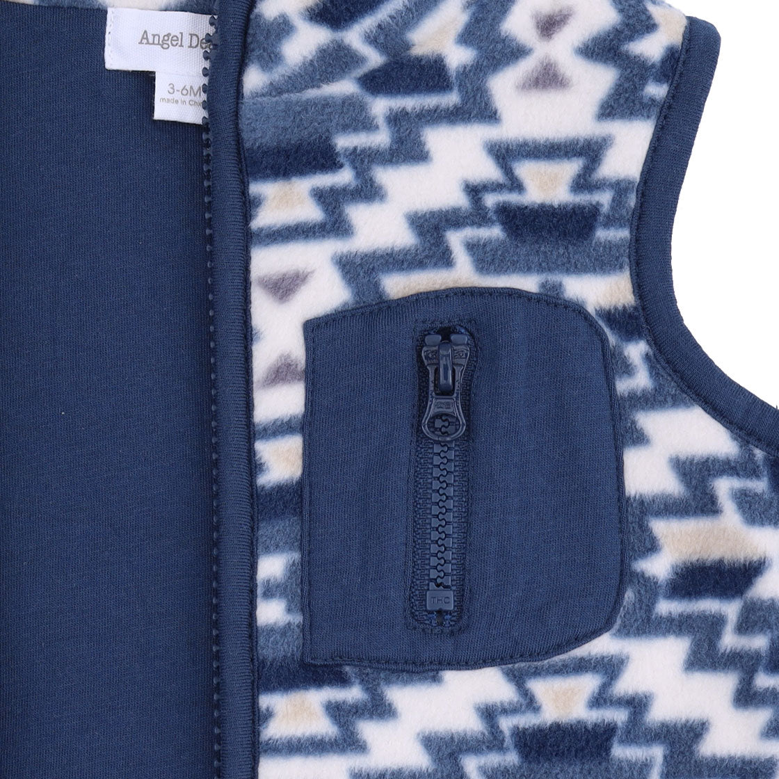 Southwest Navy Fleece - Fleece Zip Vest