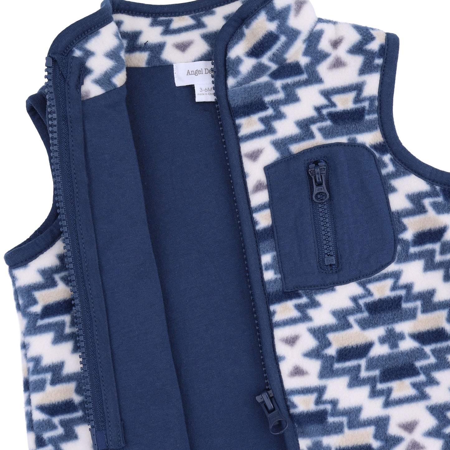 Southwest Navy Fleece - Fleece Zip Vest