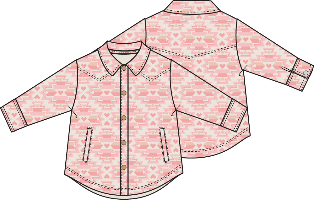 Southwest Pink Fleece - Fleece Sh-acket Pink