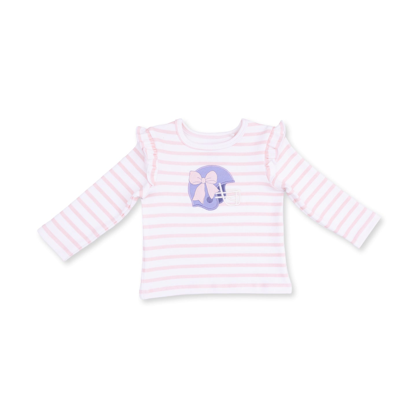 Football Helmets Pink - Long Sleeve Ruffle Tee Helmet