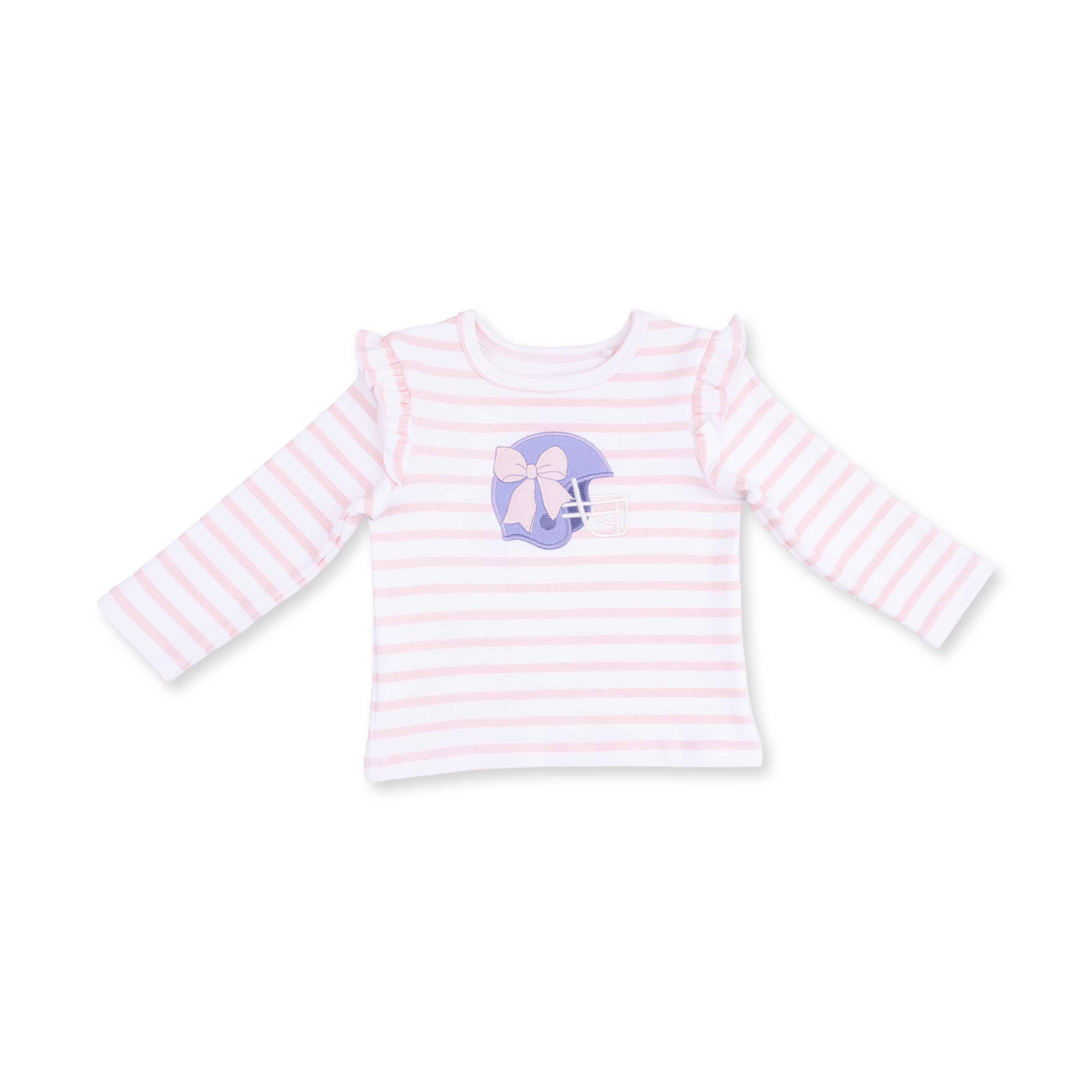 Football Helmets Pink - Long Sleeve Ruffle Tee Helmet