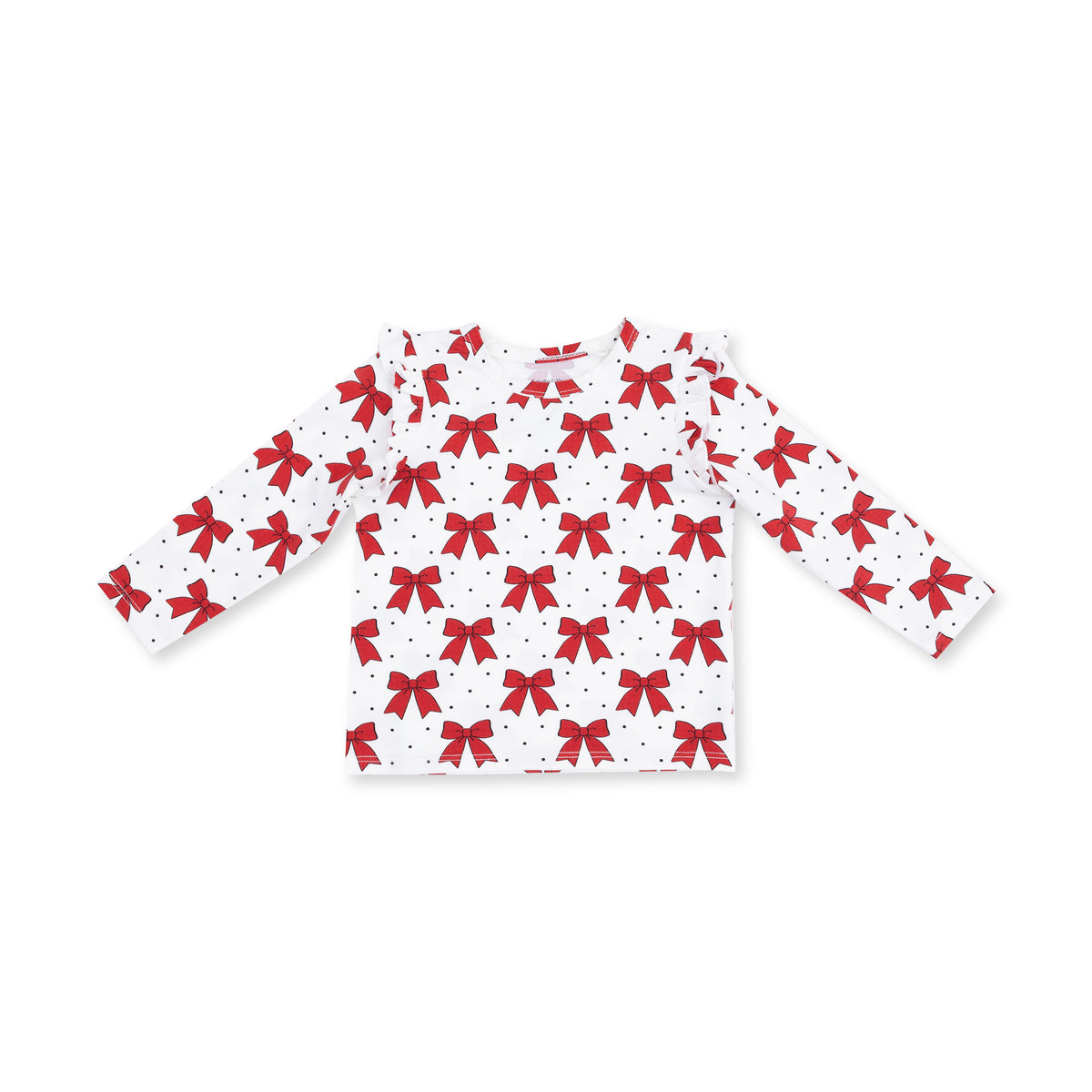 Festive Bows - Long Sleeve Ruffle Tee