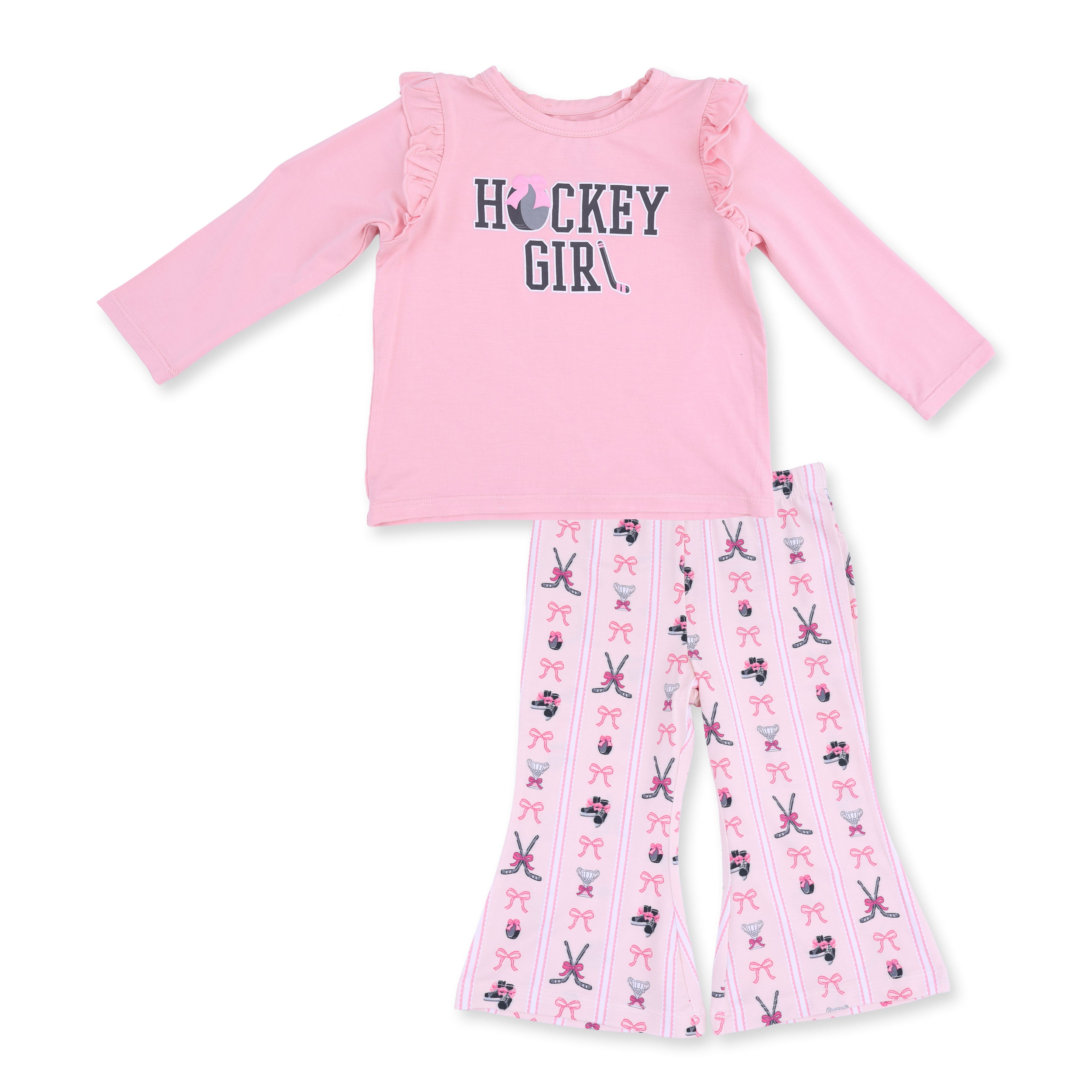 Megan's Bowtiful Hockey Stripe - Ruffle Tee and Baby Bells