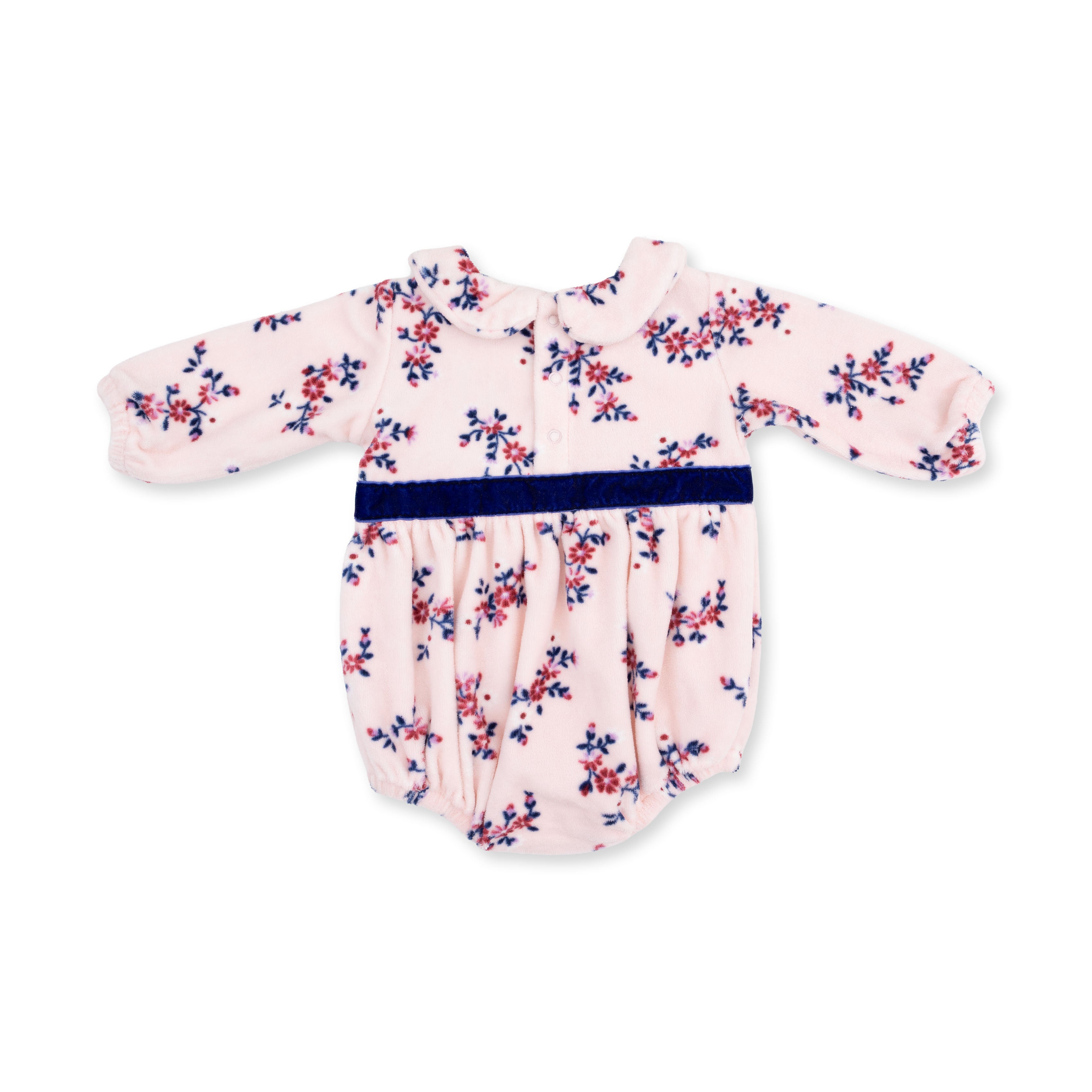 Nora Floral Velour - Bubble with Peter Pan Collar