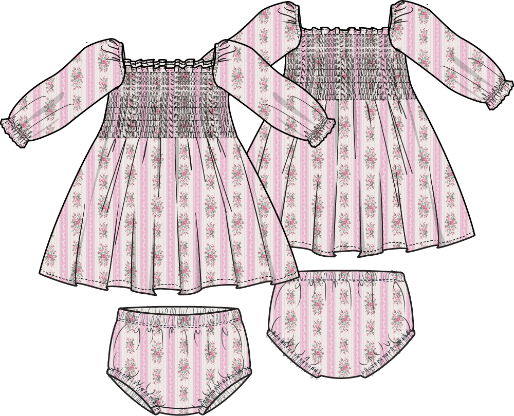 Bella Rose Stripe - Jennifer Dress and Bloomer