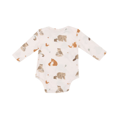 Bodysuit - Mixed Woodland Animals Pink-Angel Dear