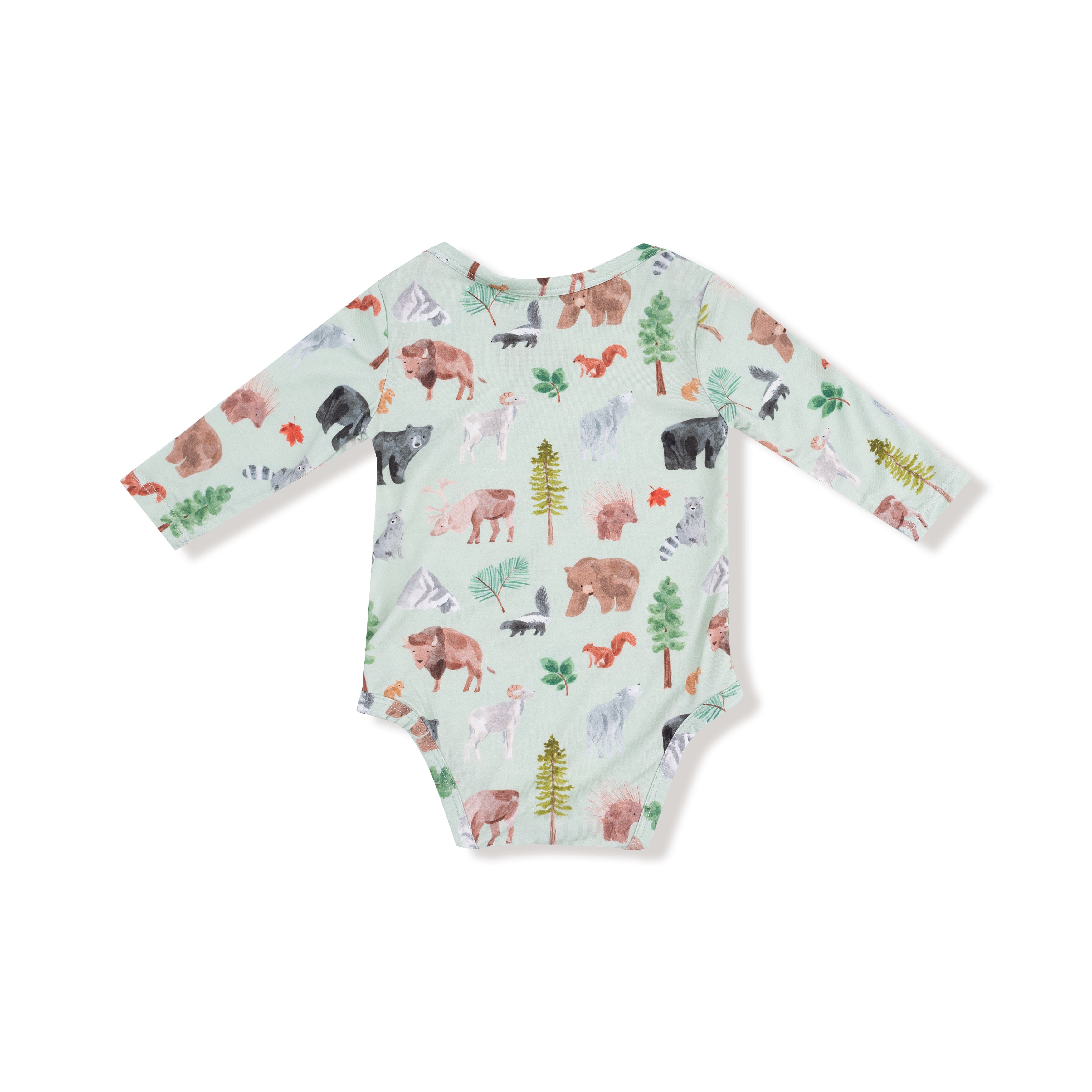 Lap Shoulder Bodysuit in our  American Woodland Animals print from Angel Dear