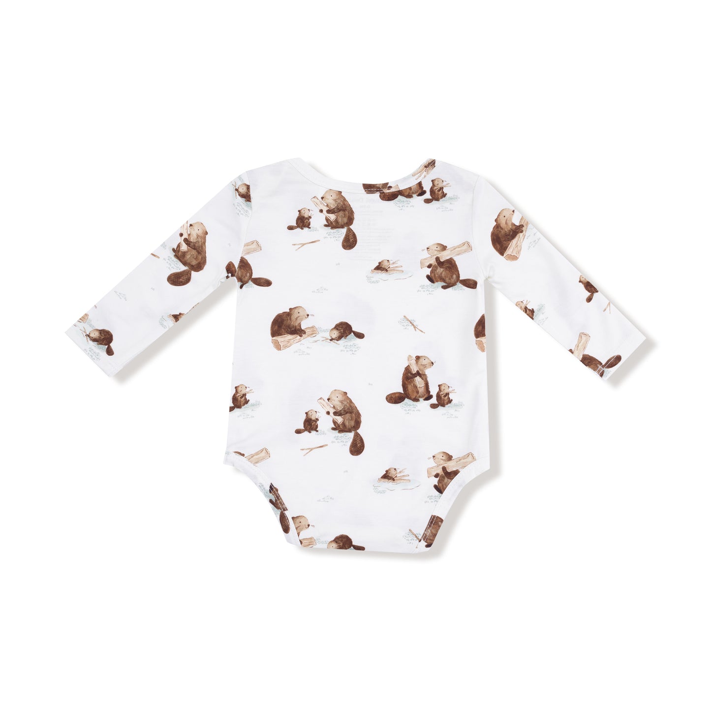 Lap Shoulder Bodysuit in our  Baby Beavers print from Angel Dear