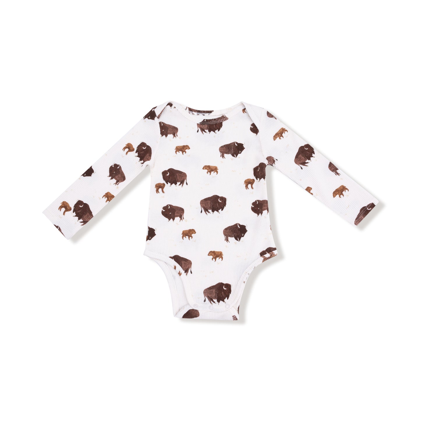 Lap Shoulder Bodysuit in our  Bison print from Angel Dear