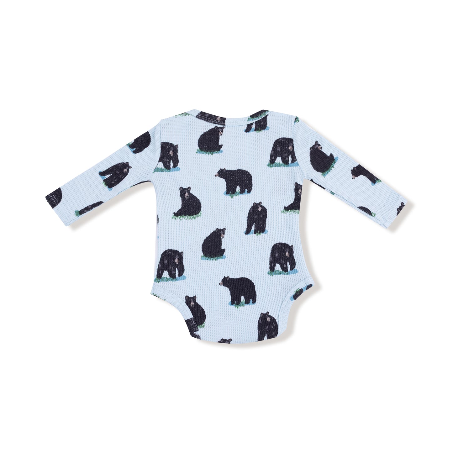 Lap Shoulder Bodysuit in our  Black Bears print from Angel Dear