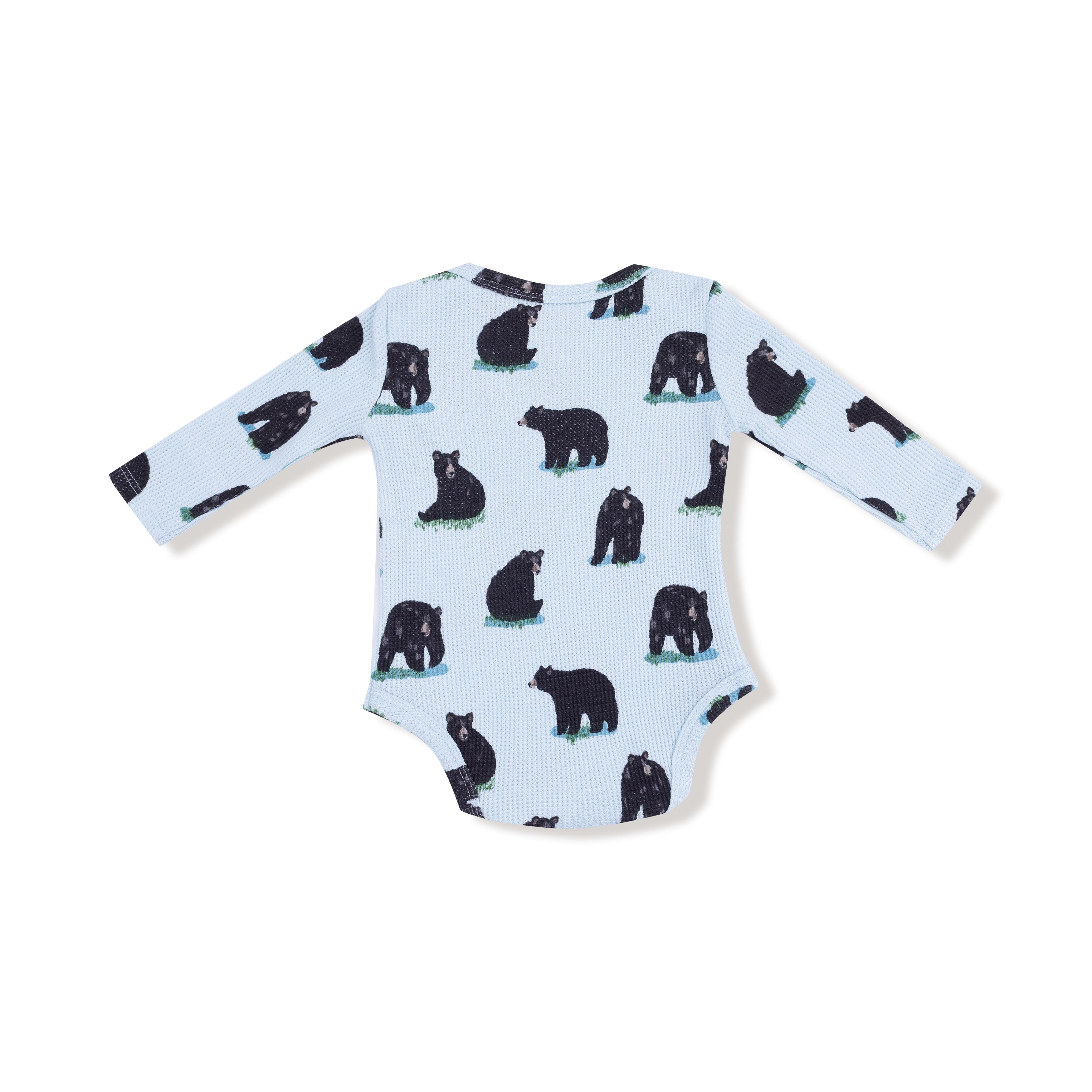 Lap Shoulder Bodysuit in our  Black Bears print from Angel Dear