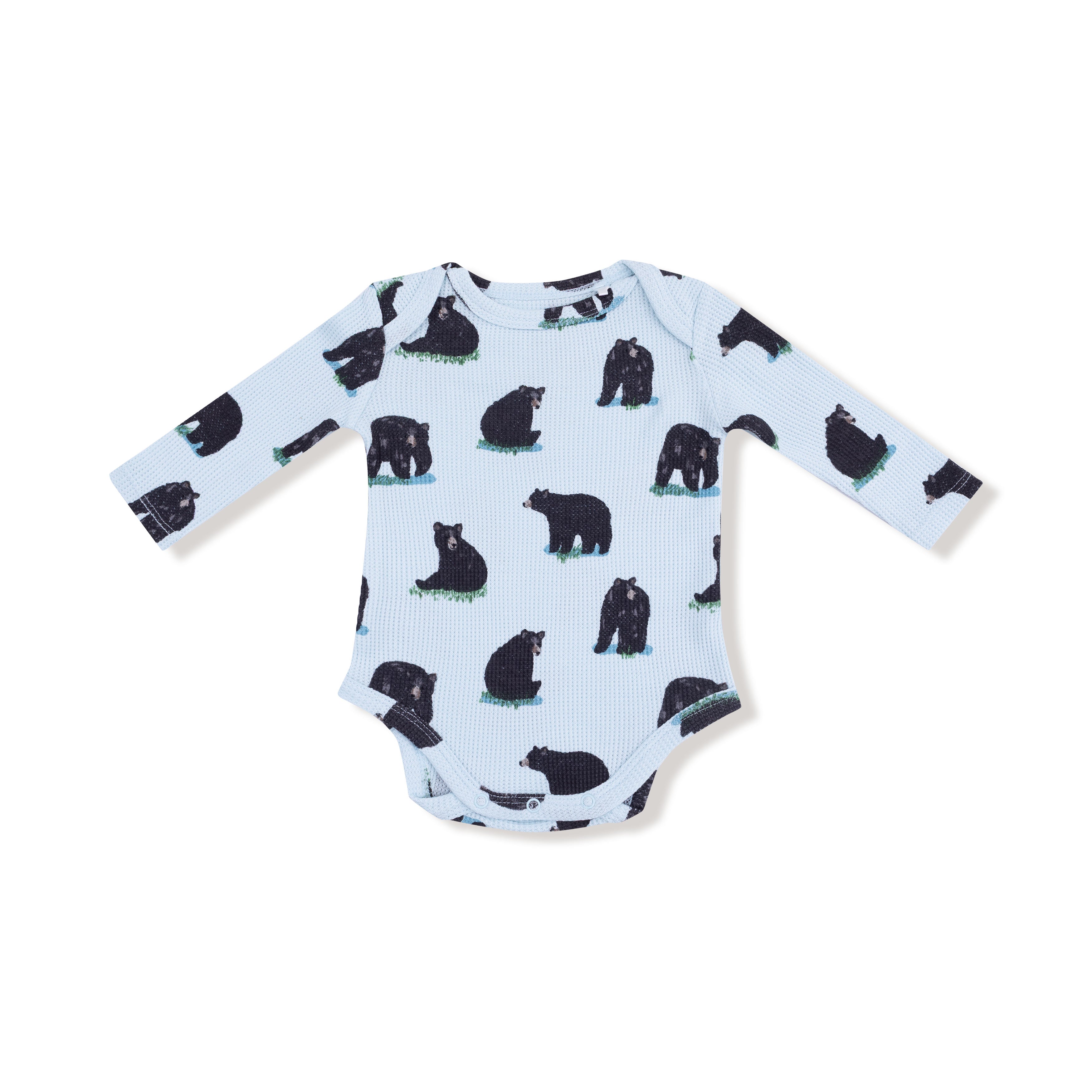 Lap Shoulder Bodysuit in our  Black Bears print from Angel Dear