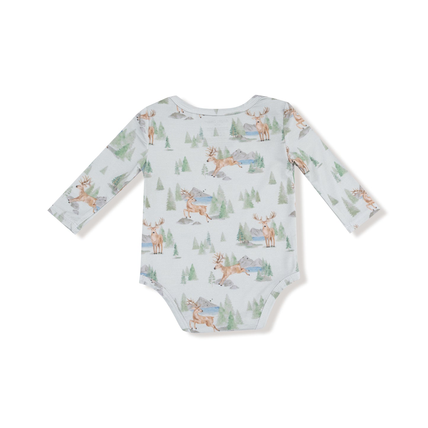 Lap Shoulder Bodysuit in our  Buck Deer print from Angel Dear