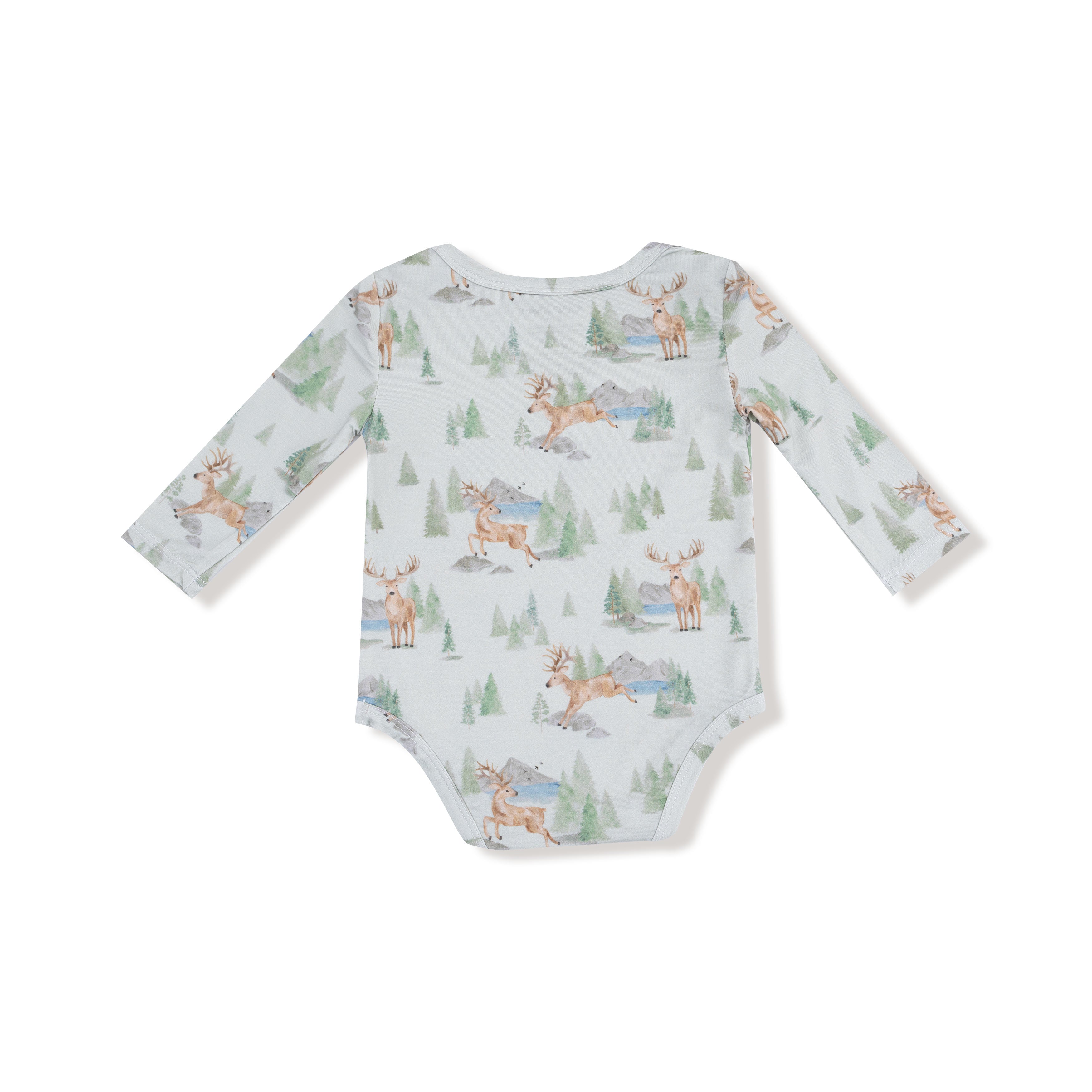 Lap Shoulder Bodysuit in our  Buck Deer print from Angel Dear