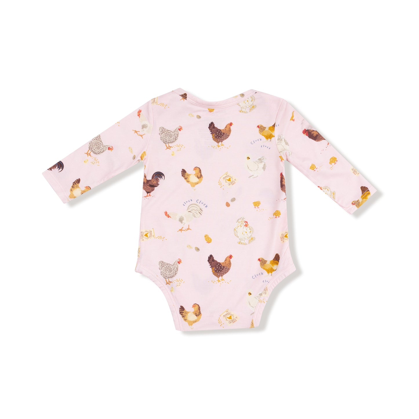 Lap Shoulder Bodysuit in our  Collector Chickens - Pink print from Angel Dear