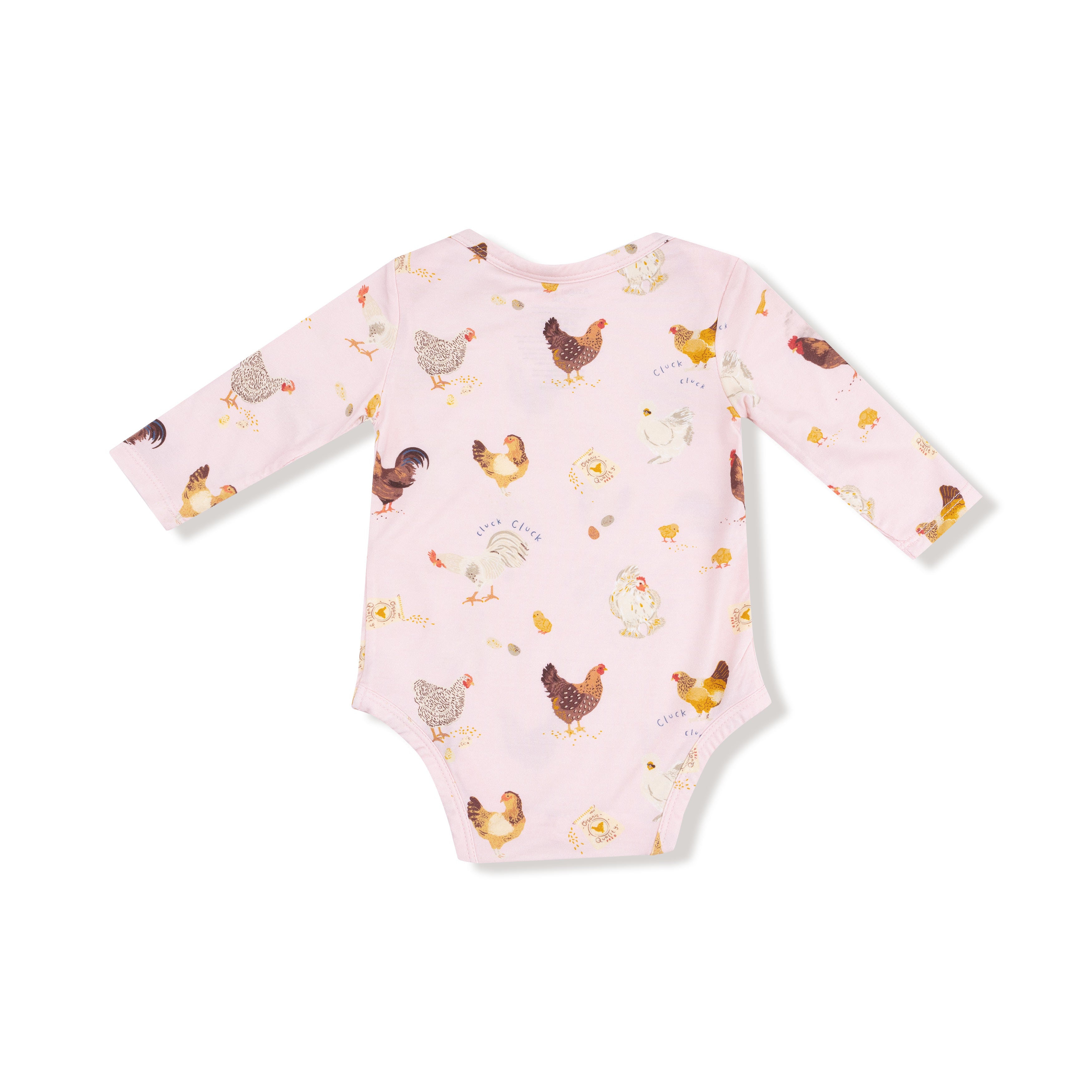 Lap Shoulder Bodysuit in our  Collector Chickens - Pink print from Angel Dear