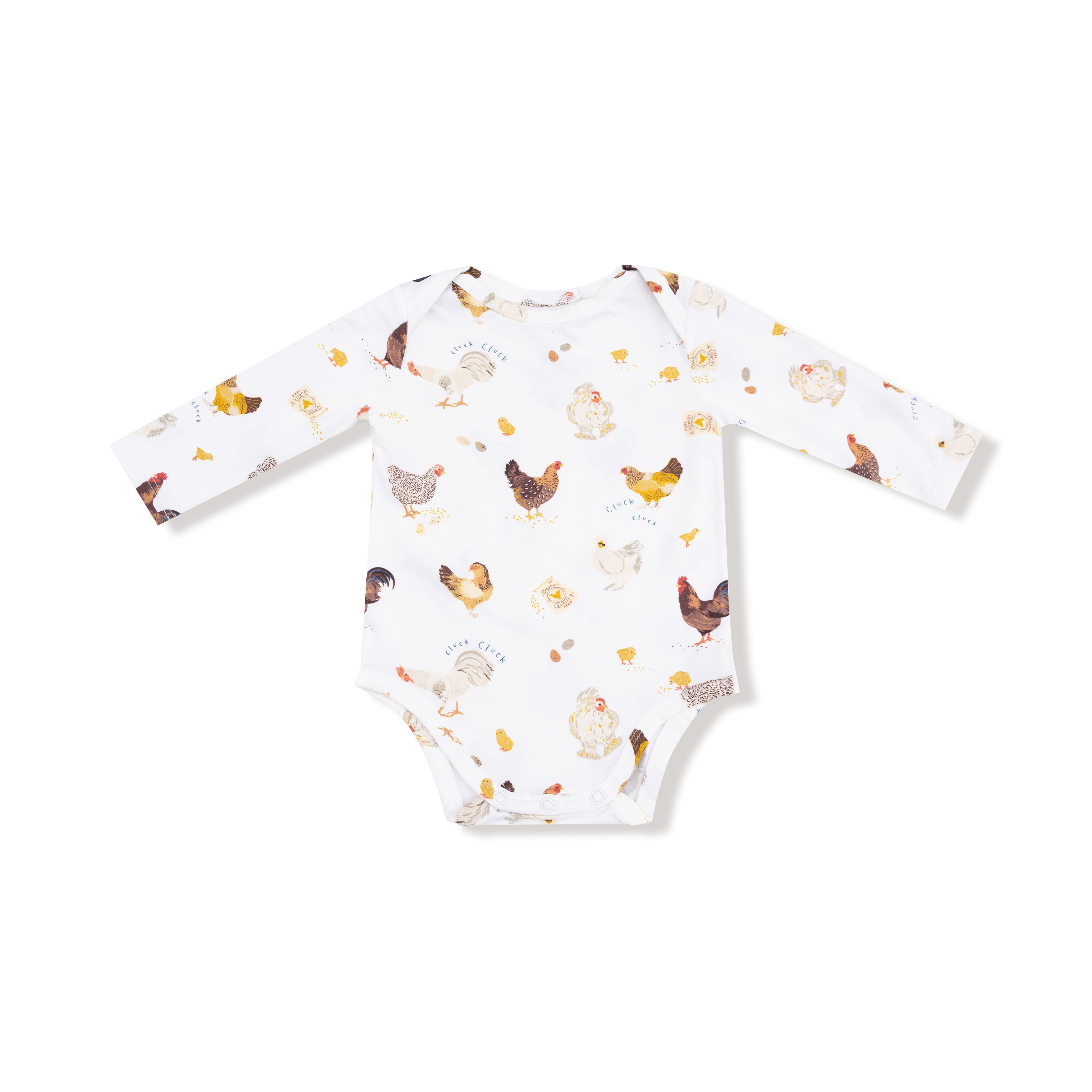 Lap Shoulder Bodysuit in our  Collector Chickens - Unisex print from Angel Dear