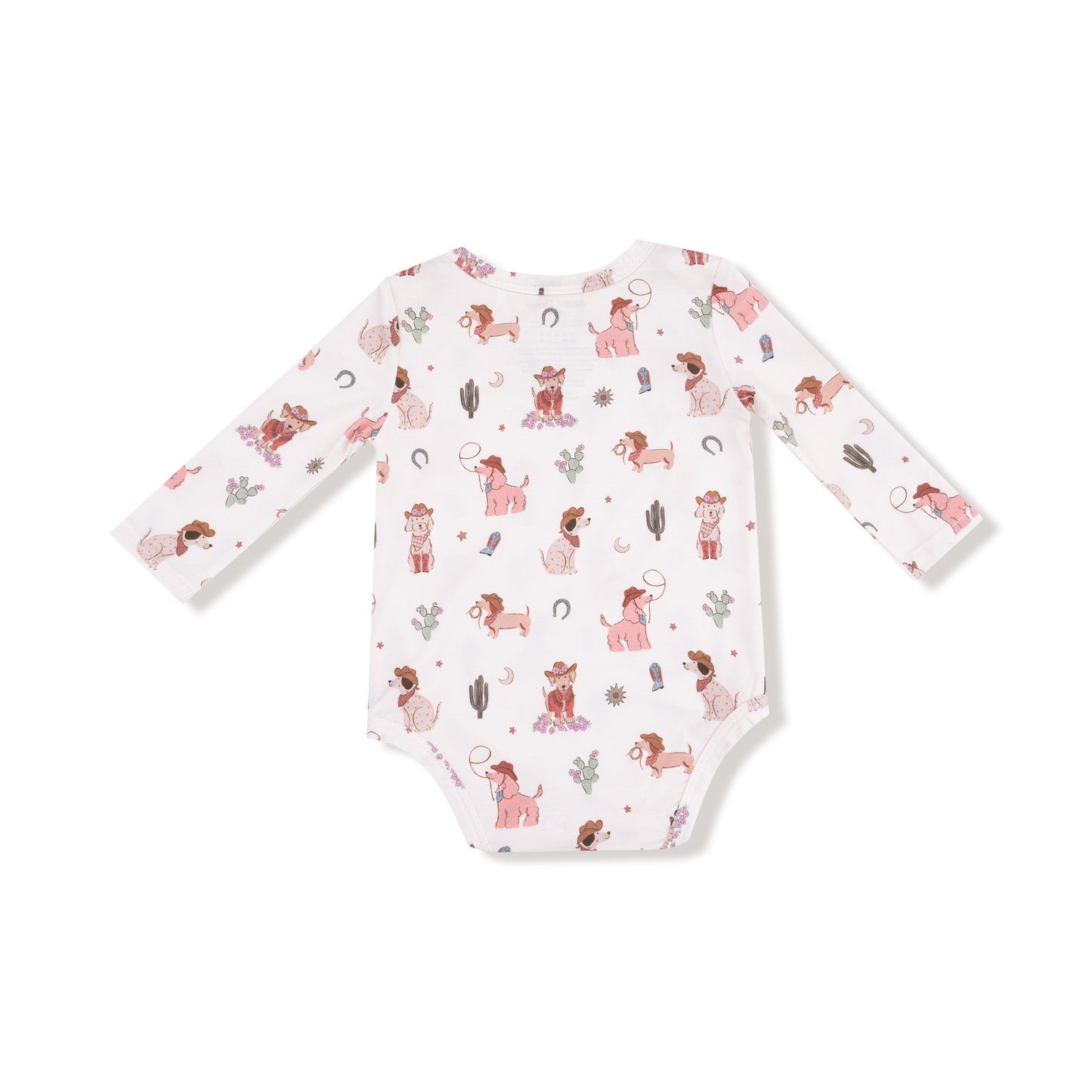 Lap Shoulder Bodysuit in our  Cowgirl Dogs print from Angel Dear