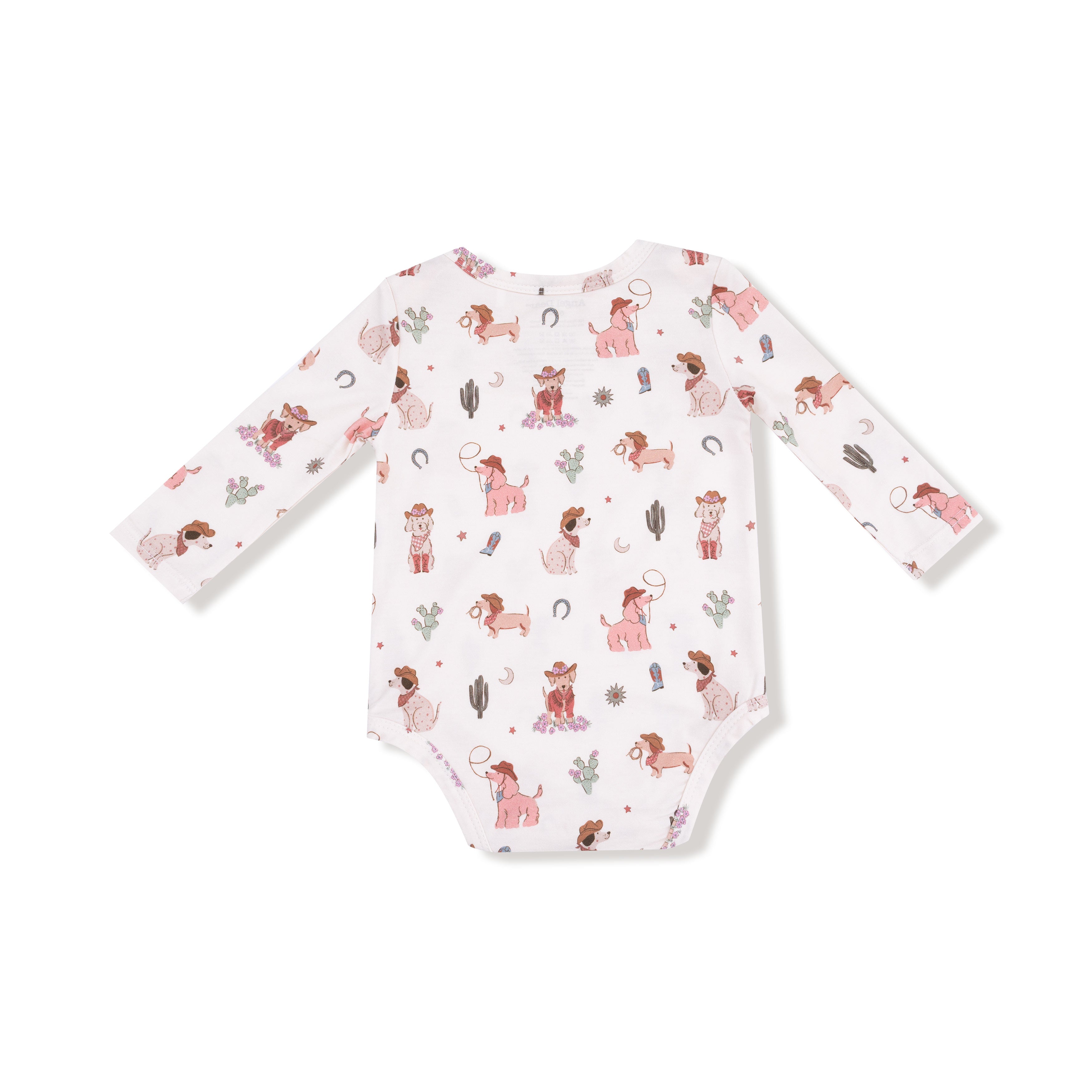 Lap Shoulder Bodysuit in our  Cowgirl Dogs print from Angel Dear