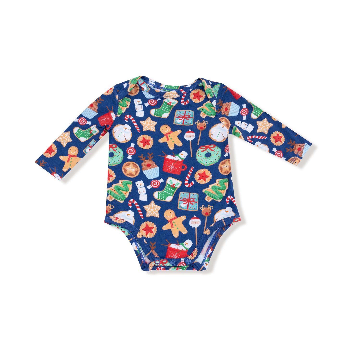 Lap Shoulder Bodysuit in our  Christmas Treats print from Angel Dear