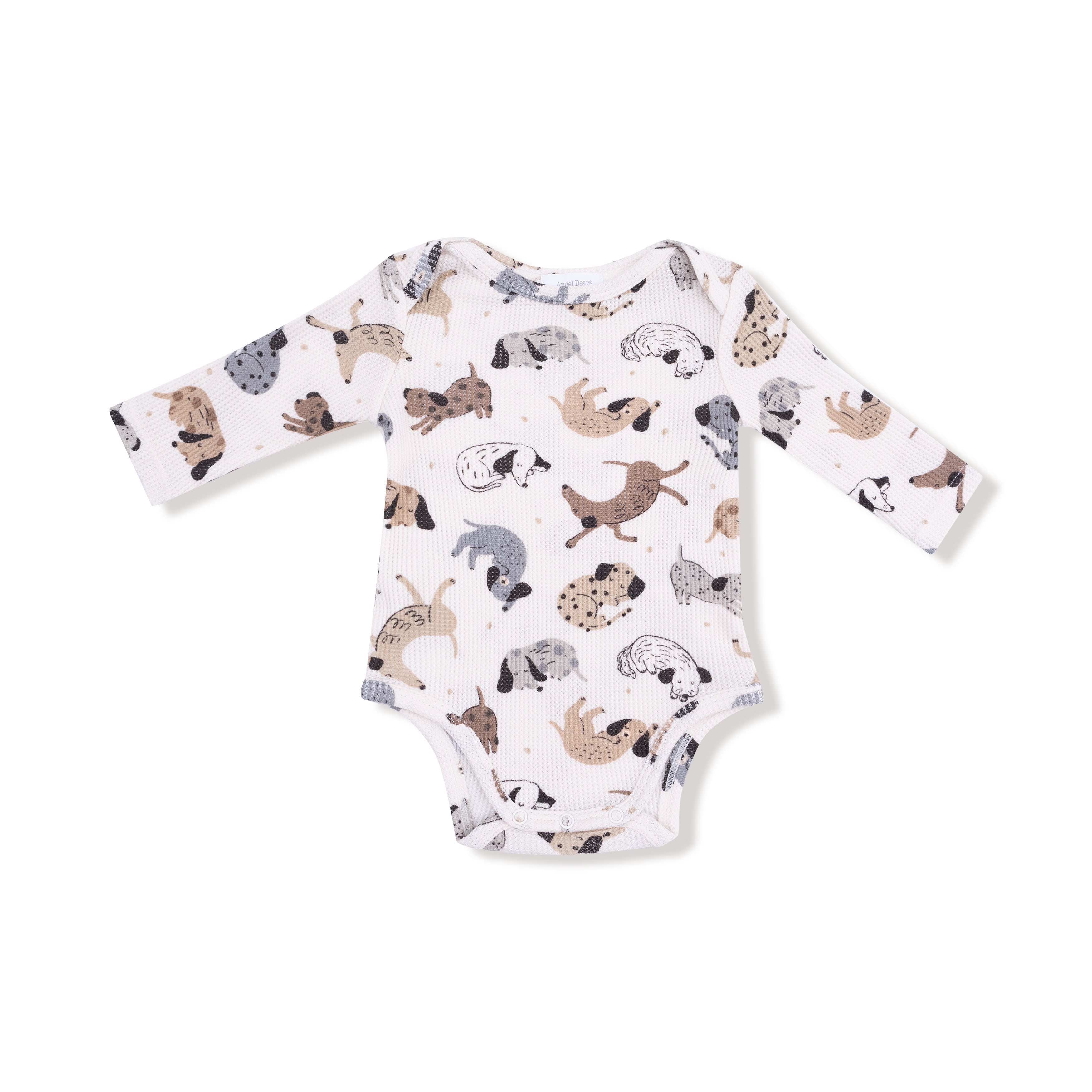 Lap Shoulder Bodysuit in our  Cozy Pups print from Angel Dear