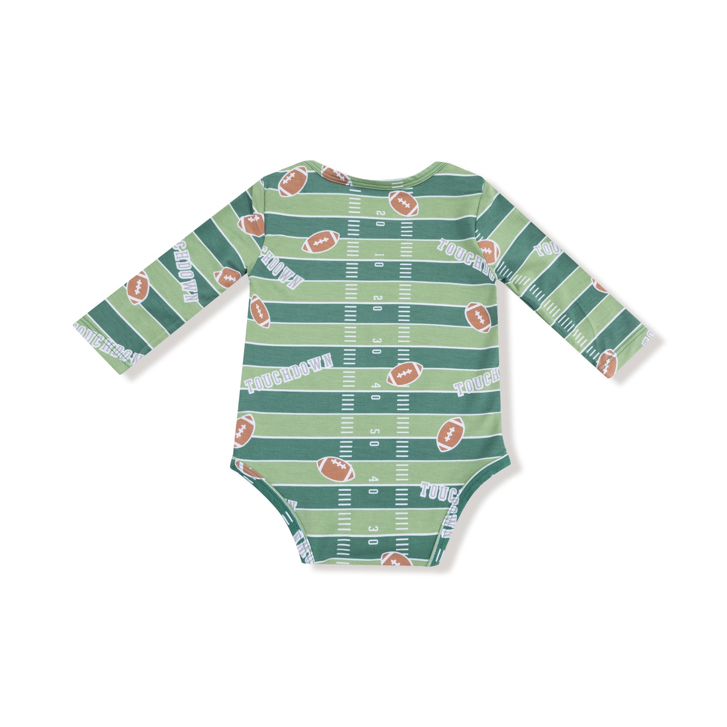 Lap Shoulder Bodysuit in our  Football Field - Glow in the Dark print from Angel Dear