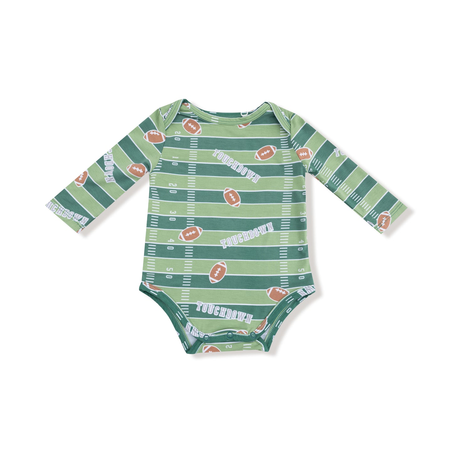 Lap Shoulder Bodysuit in our  Football Field - Glow in the Dark print from Angel Dear