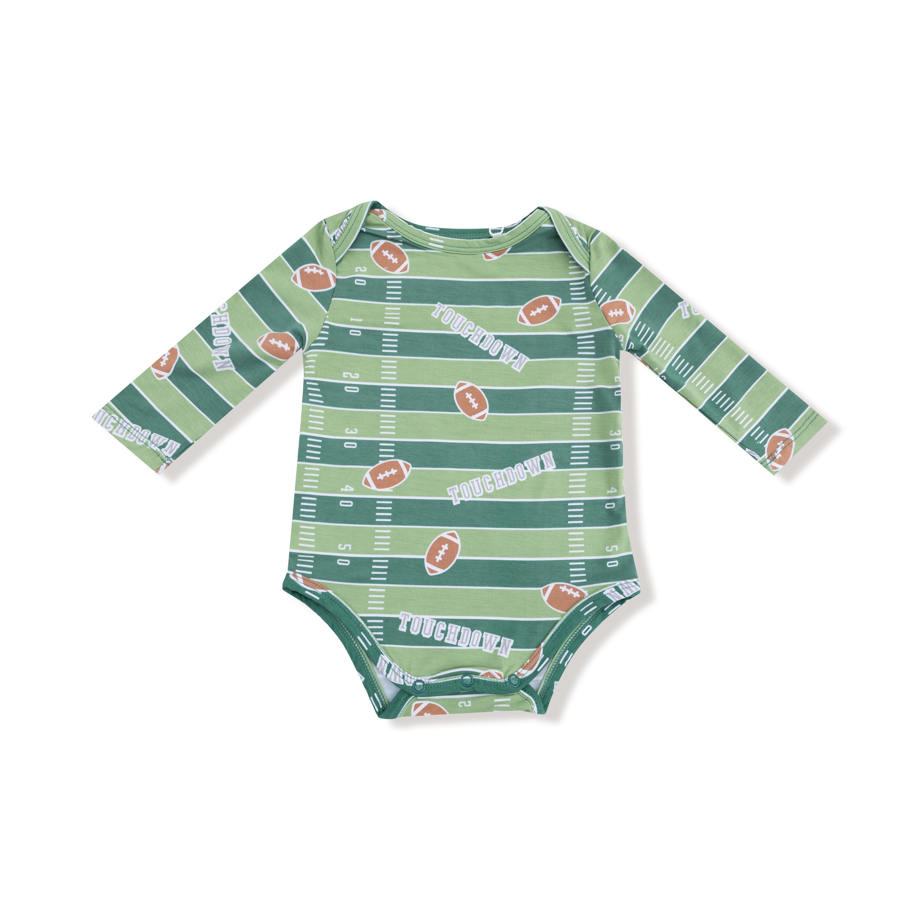 Lap Shoulder Bodysuit in our  Football Field - Glow in the Dark print from Angel Dear