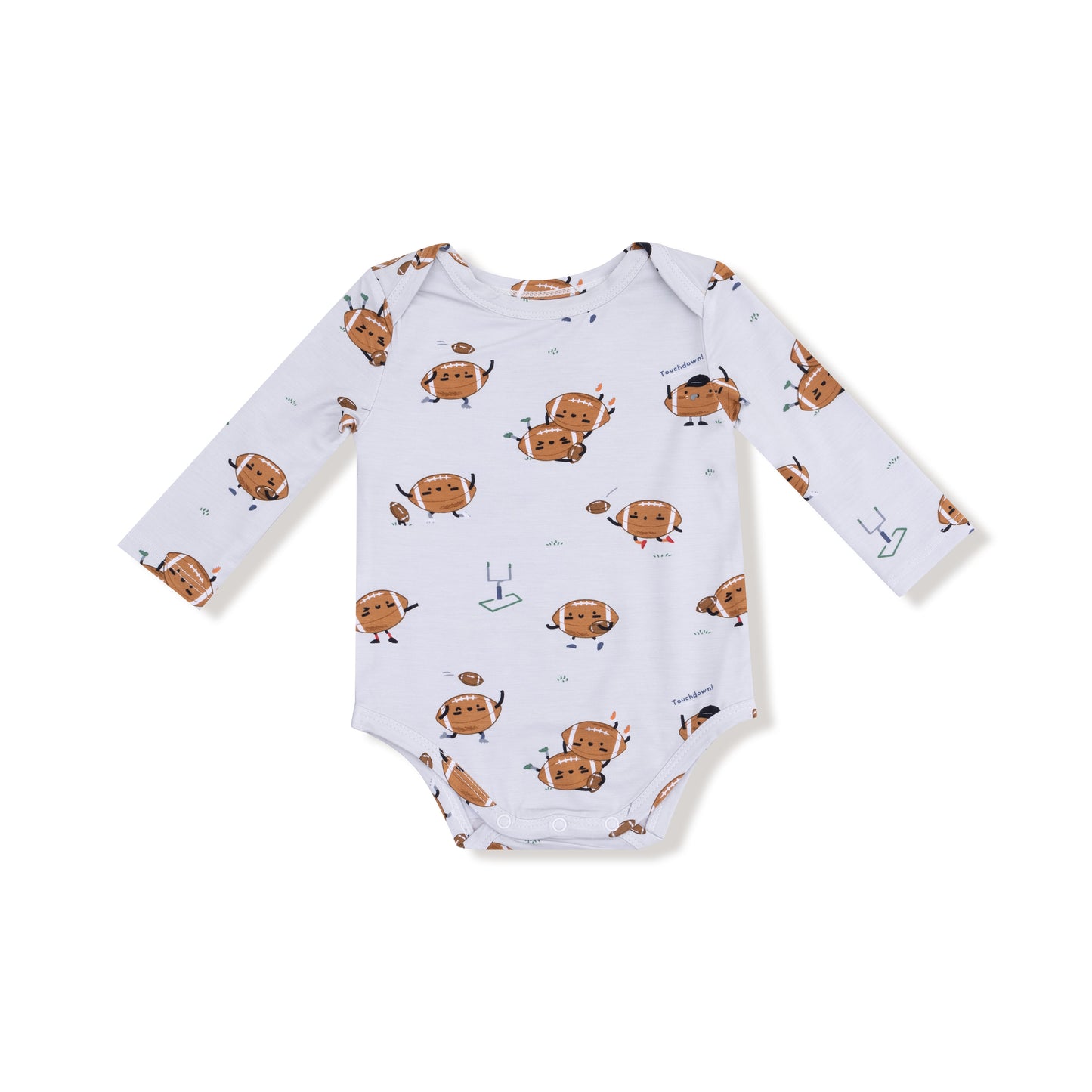 Lap Shoulder Bodysuit in our  Footballs Playing Football print from Angel Dear