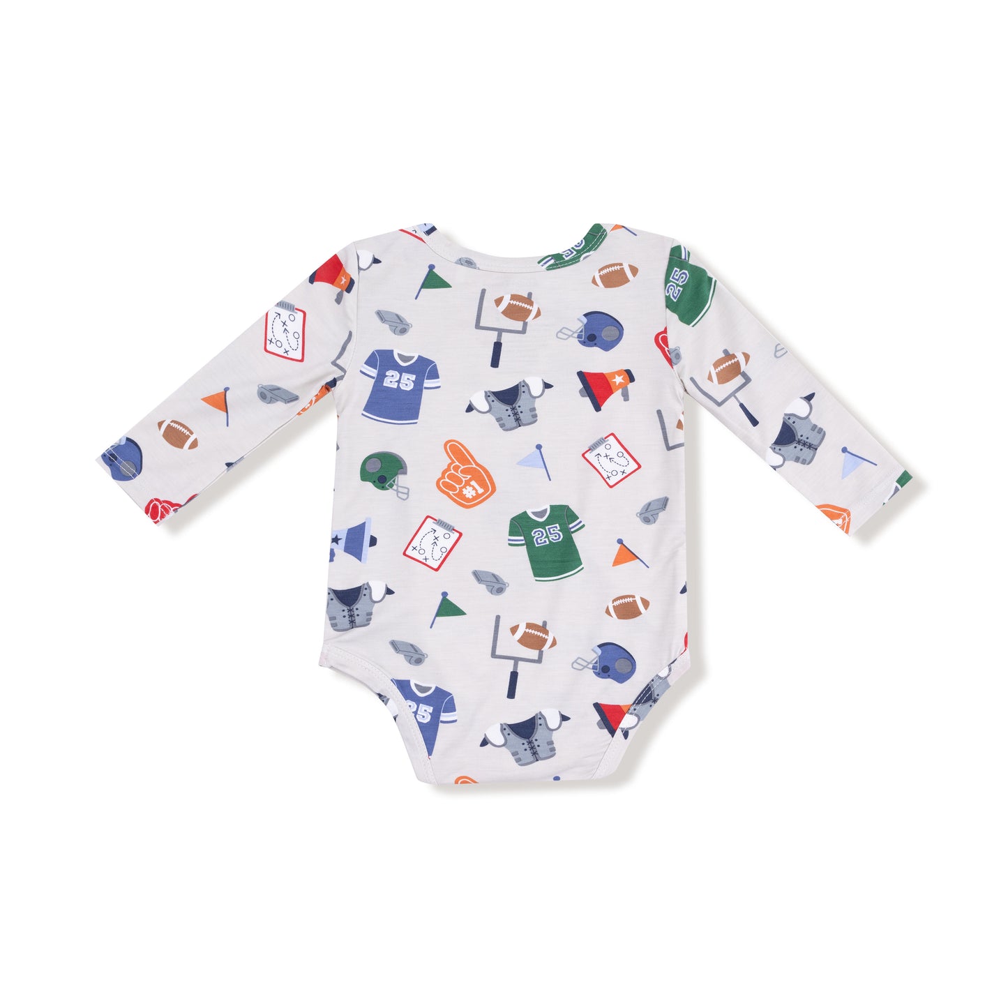 Lap Shoulder Bodysuit in our  Game Day - Grey print from Angel Dear