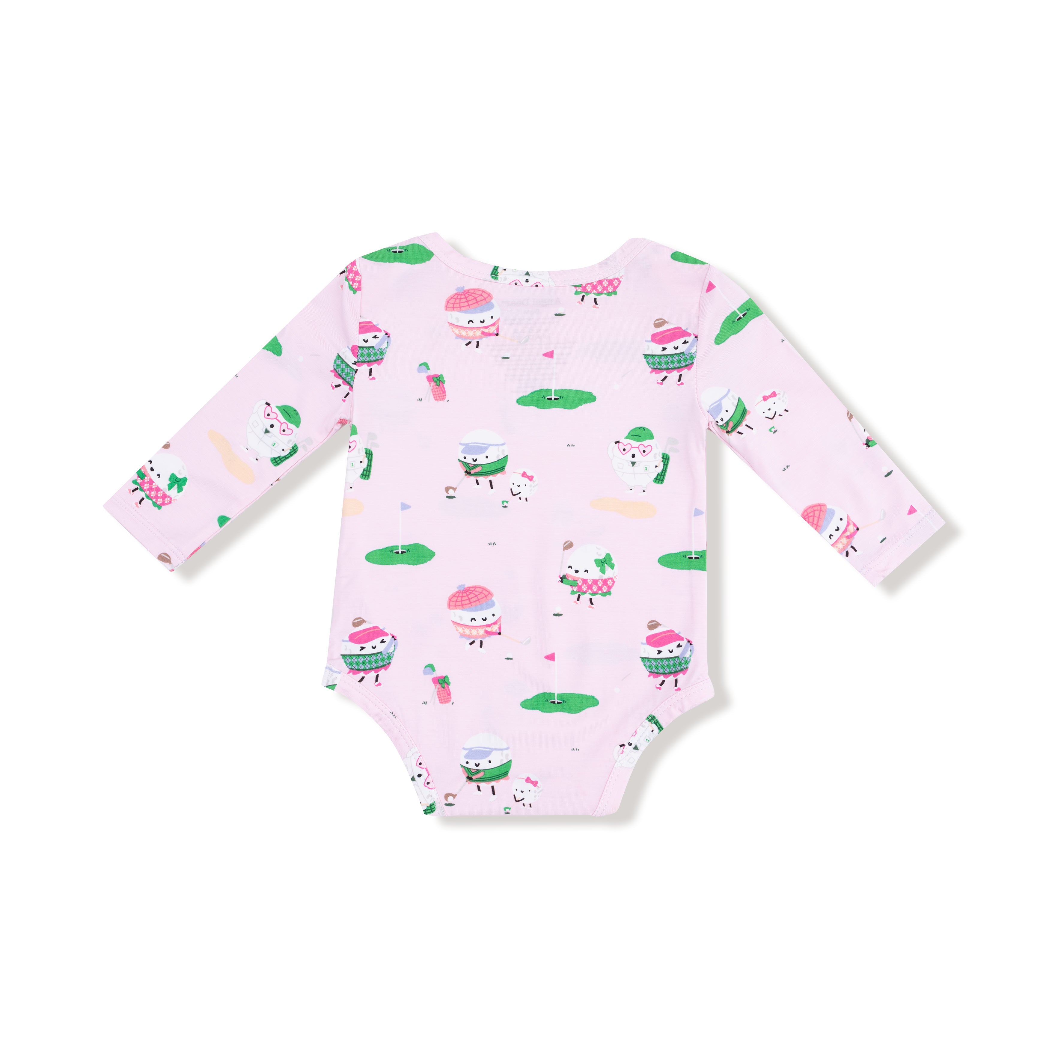 Lap Shoulder Bodysuit in our  Golf Pros - Pink print from Angel Dear