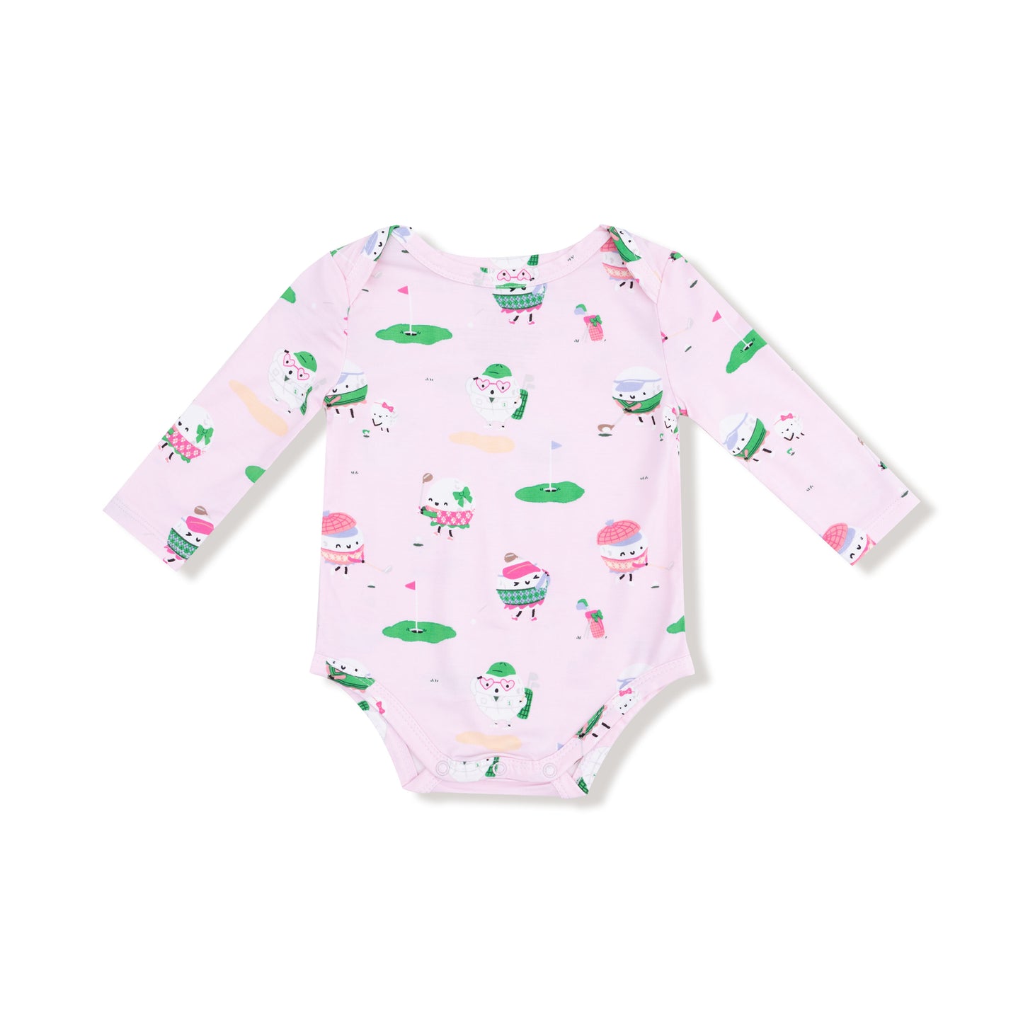 Lap Shoulder Bodysuit in our  Golf Pros - Pink print from Angel Dear