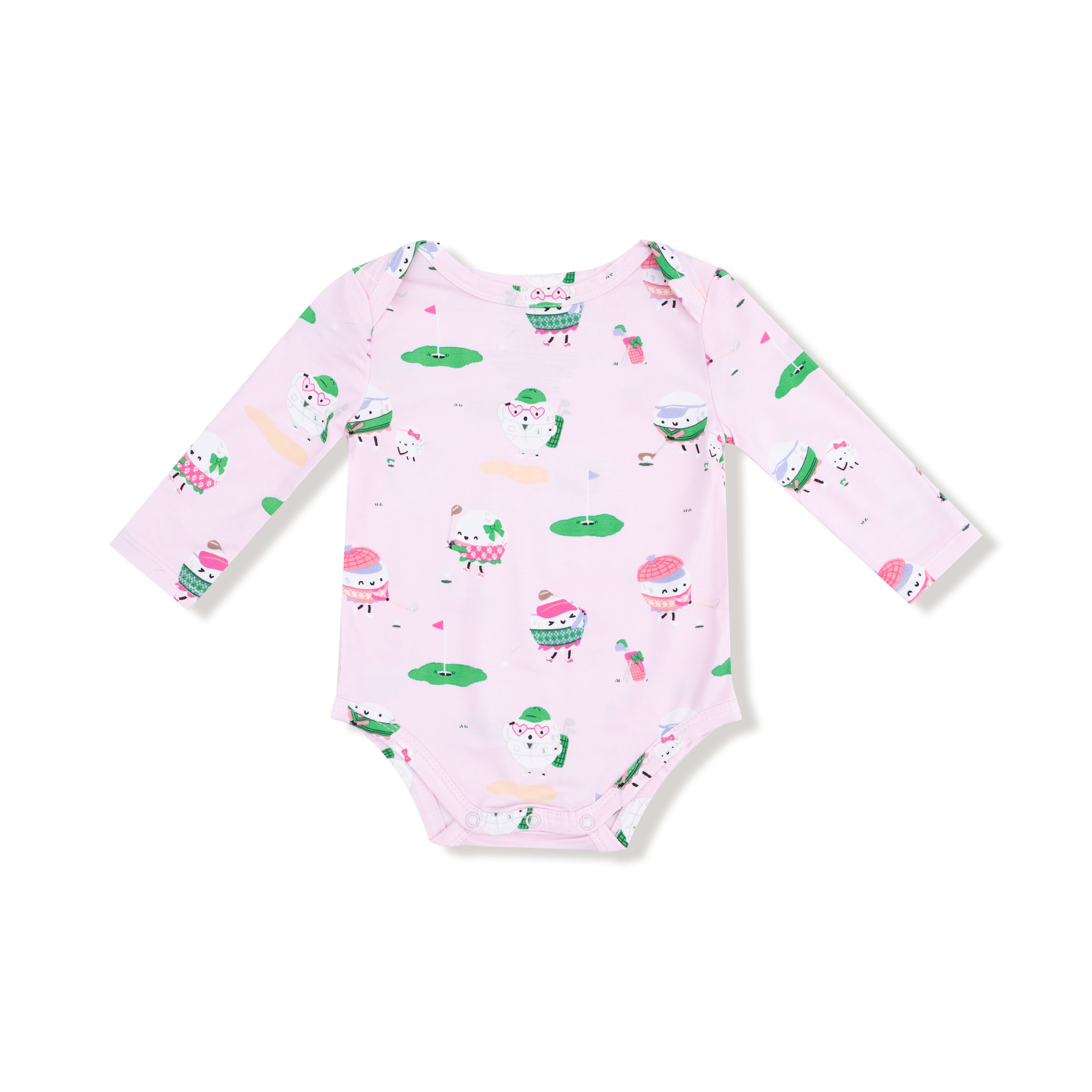 Lap Shoulder Bodysuit in our  Golf Pros - Pink print from Angel Dear