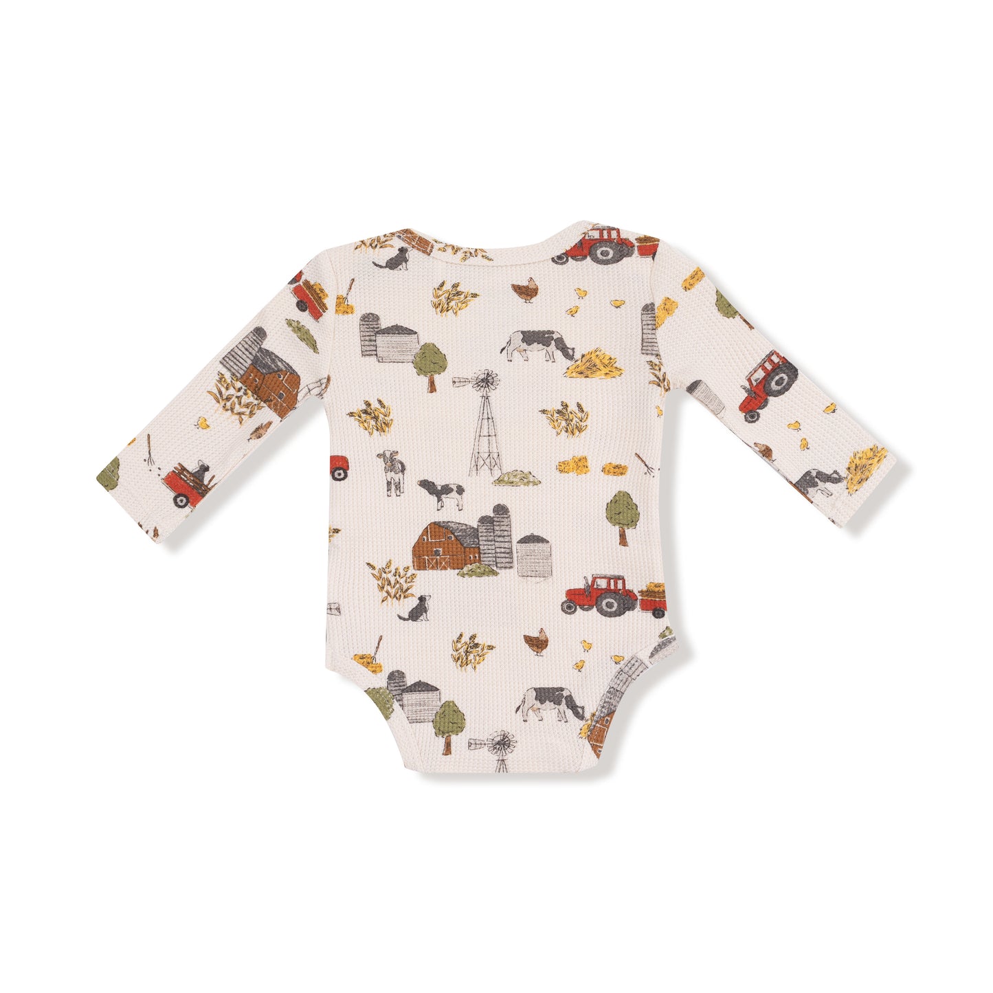 Lap Shoulder Bodysuit in our  Hay Farmer print from Angel Dear
