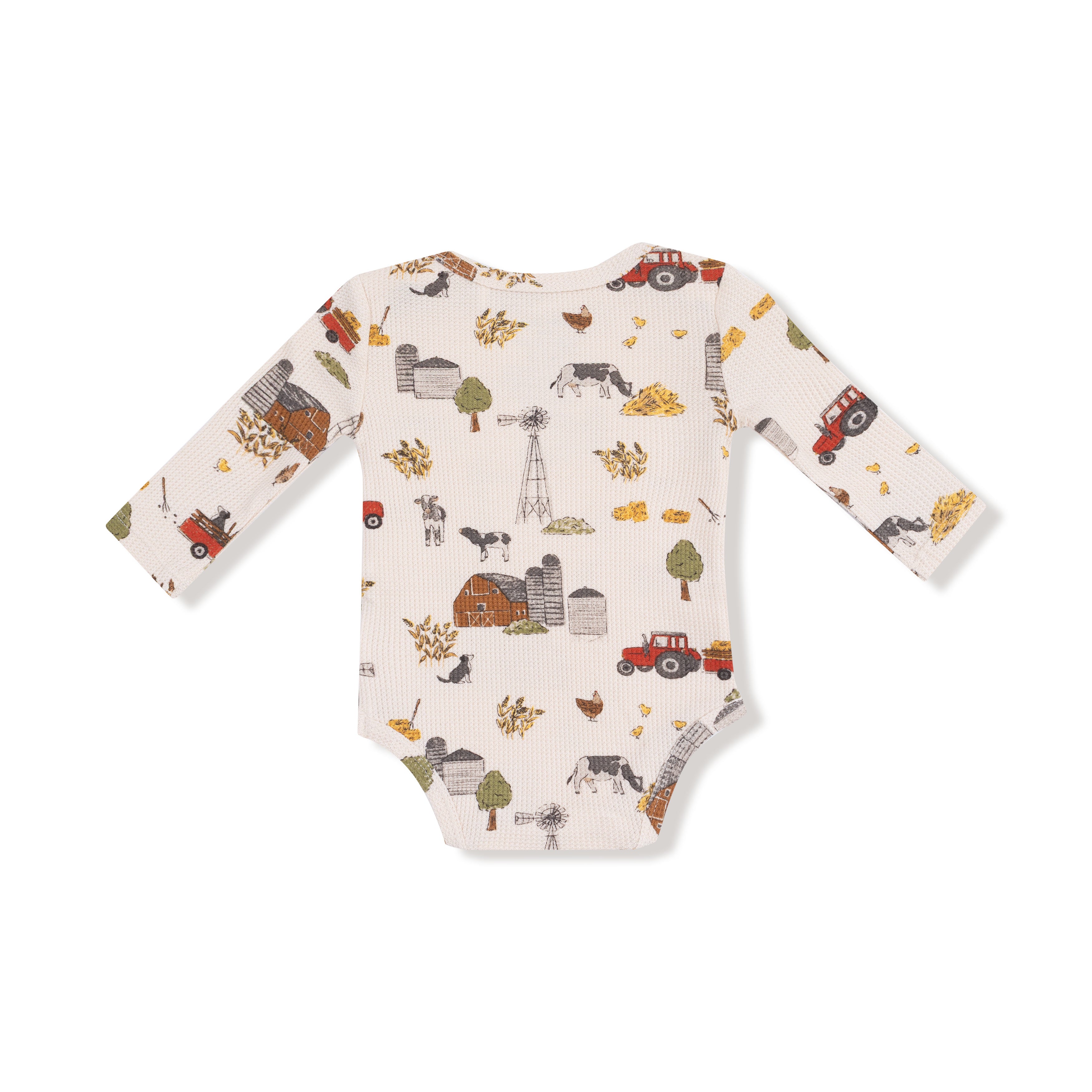 Lap Shoulder Bodysuit in our  Hay Farmer print from Angel Dear