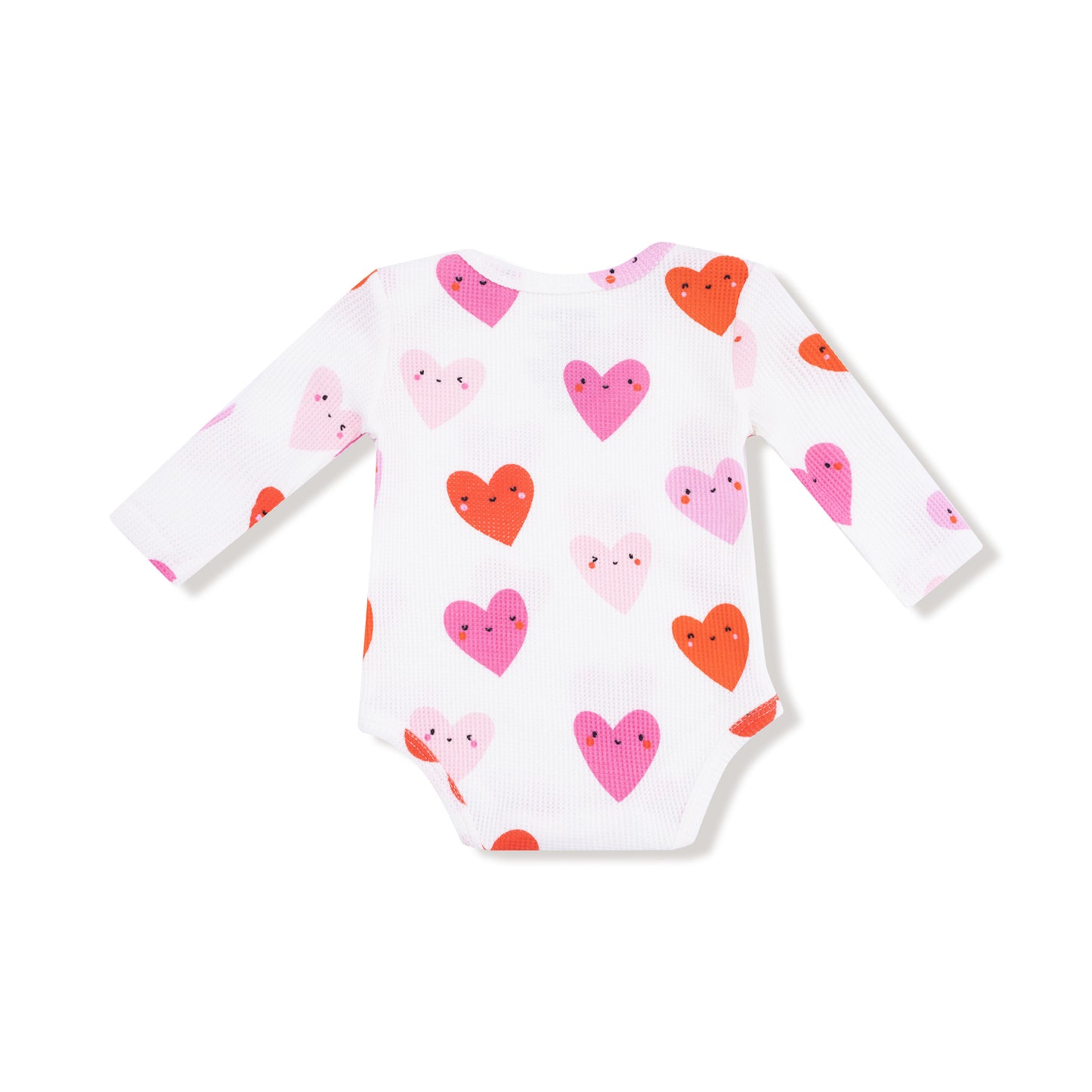 Lap Shoulder Bodysuit in our  Happy Hearts print from Angel Dear