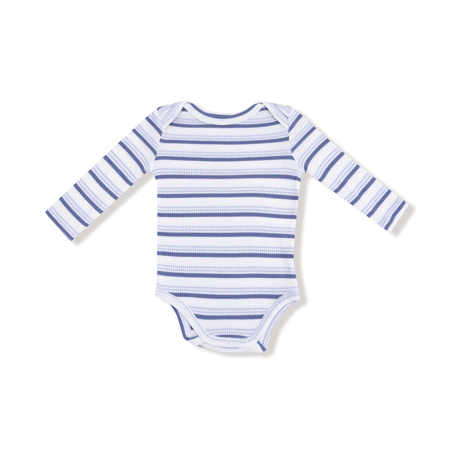 Lap Shoulder Bodysuit in our  Vintage Stripe - Blue print from Angel Dear