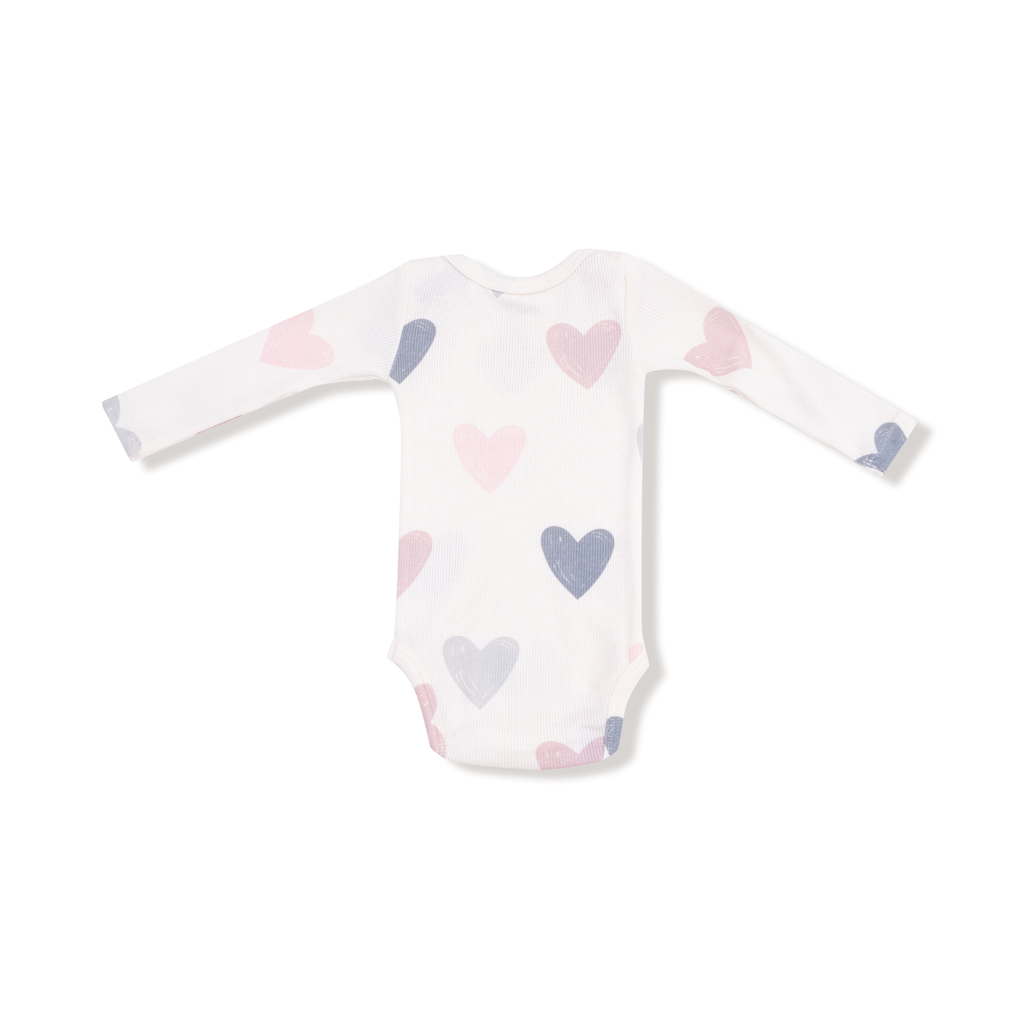 Lap Shoulder Bodysuit in our  Hearts print from Angel Dear