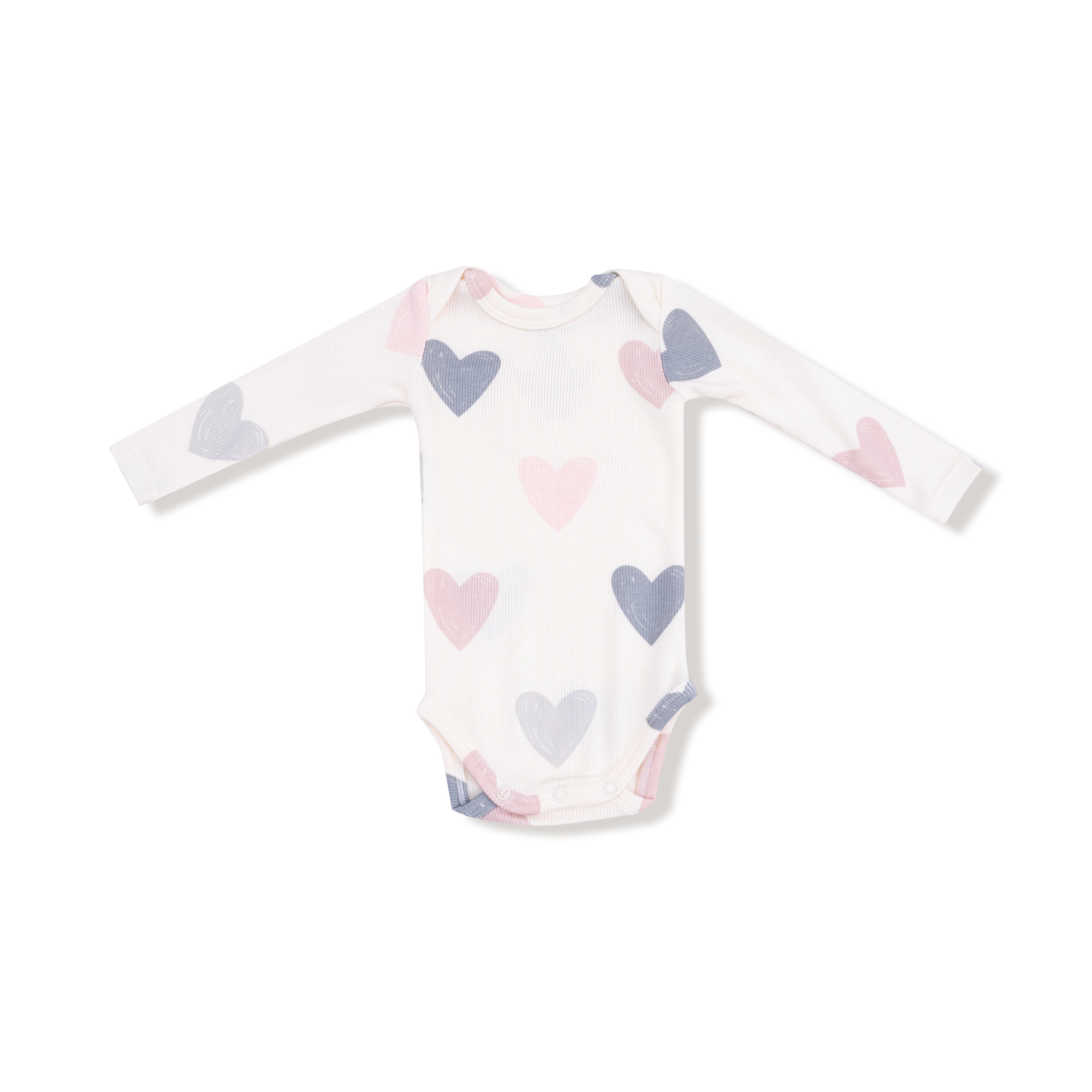 Lap Shoulder Bodysuit in our  Hearts print from Angel Dear