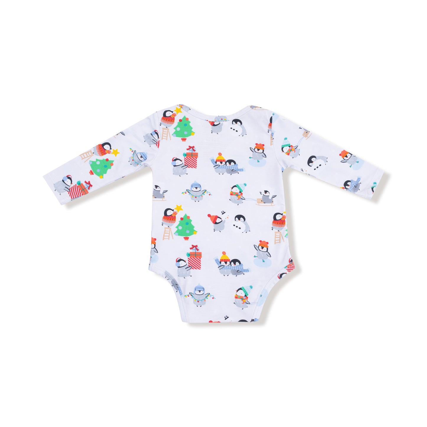 Lap Shoulder Bodysuit in our  Holiday Penguins print from Angel Dear