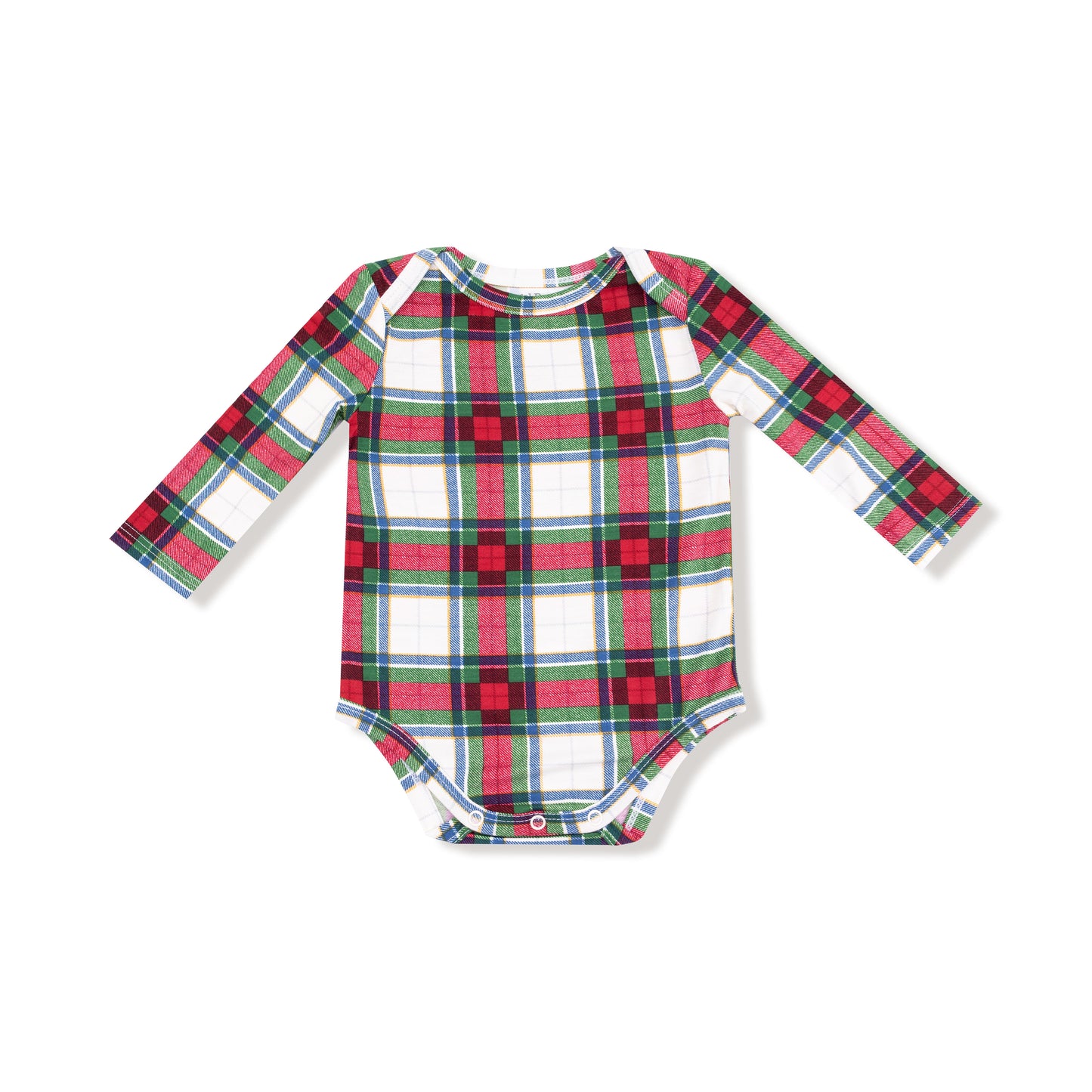 Lap Shoulder Bodysuit in our  Holiday Plaid print from Angel Dear
