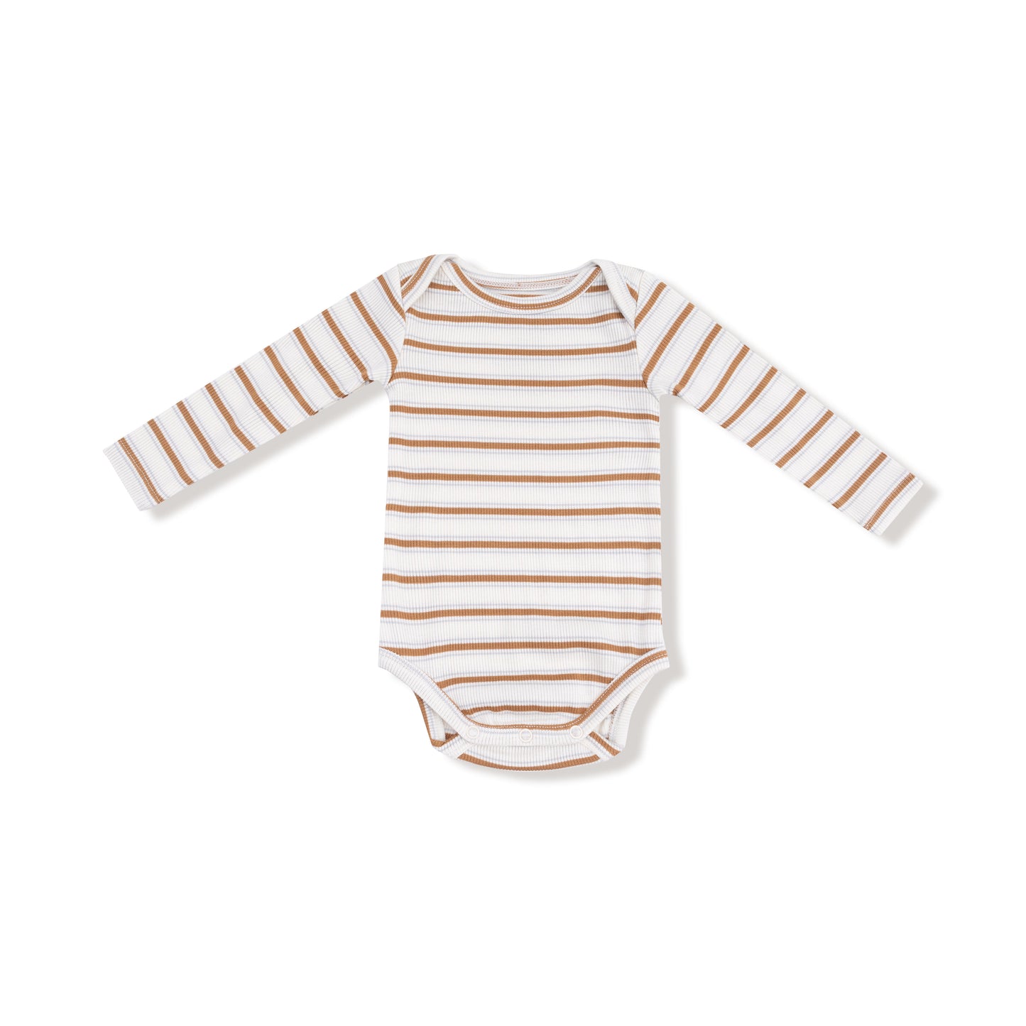 Lap Shoulder Bodysuit in our  Vintage Stripe - Brown print from Angel Dear