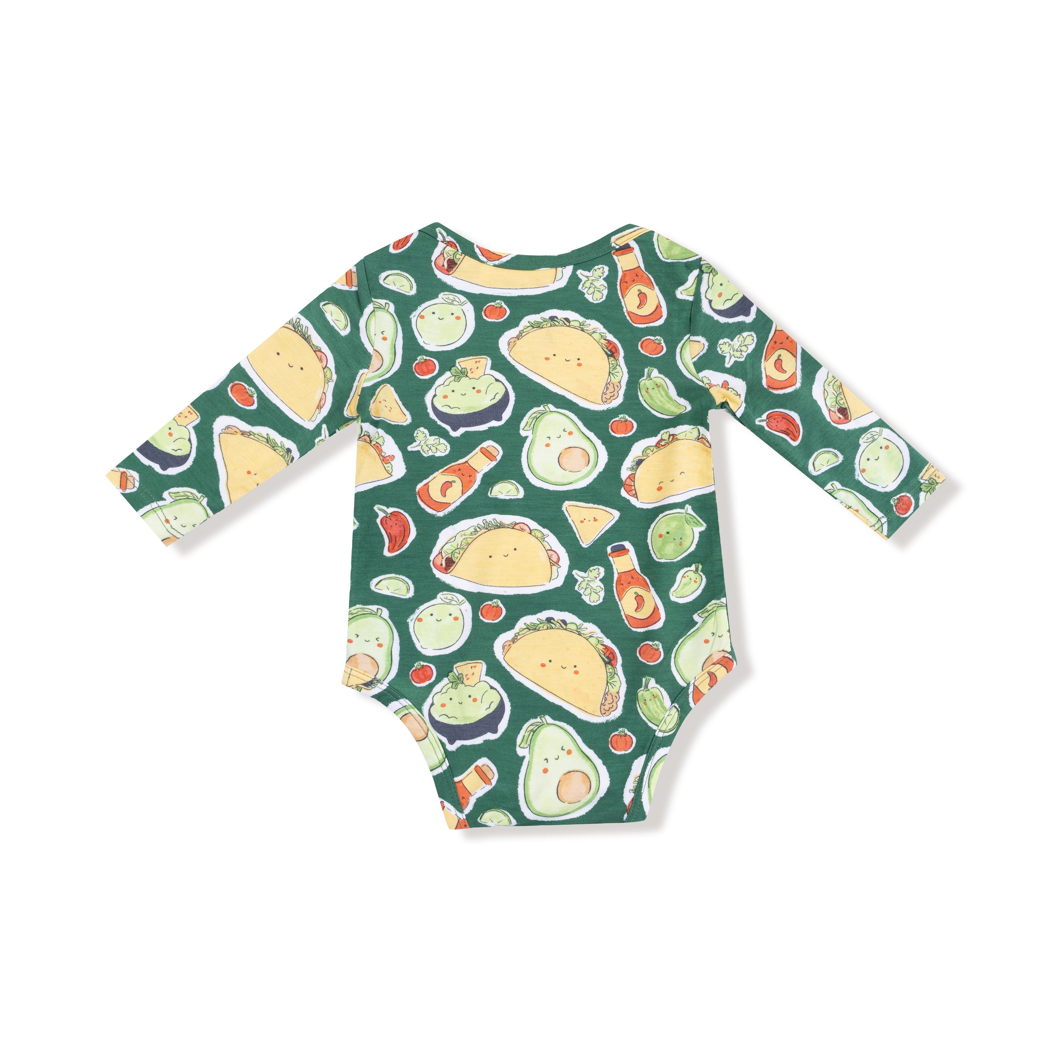 Lap Shoulder Bodysuit in our  Happy Tacos print from Angel Dear