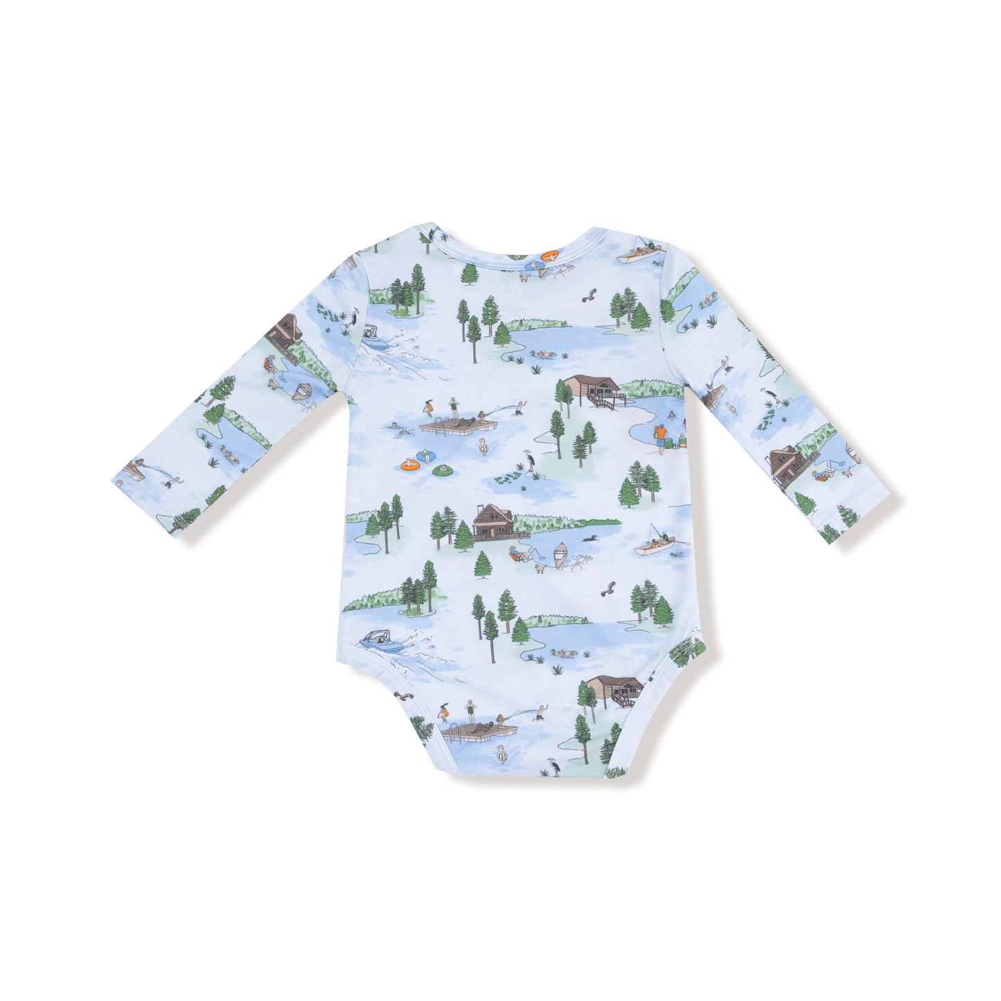 Lap Shoulder Bodysuit in our  Lake Life print from Angel Dear