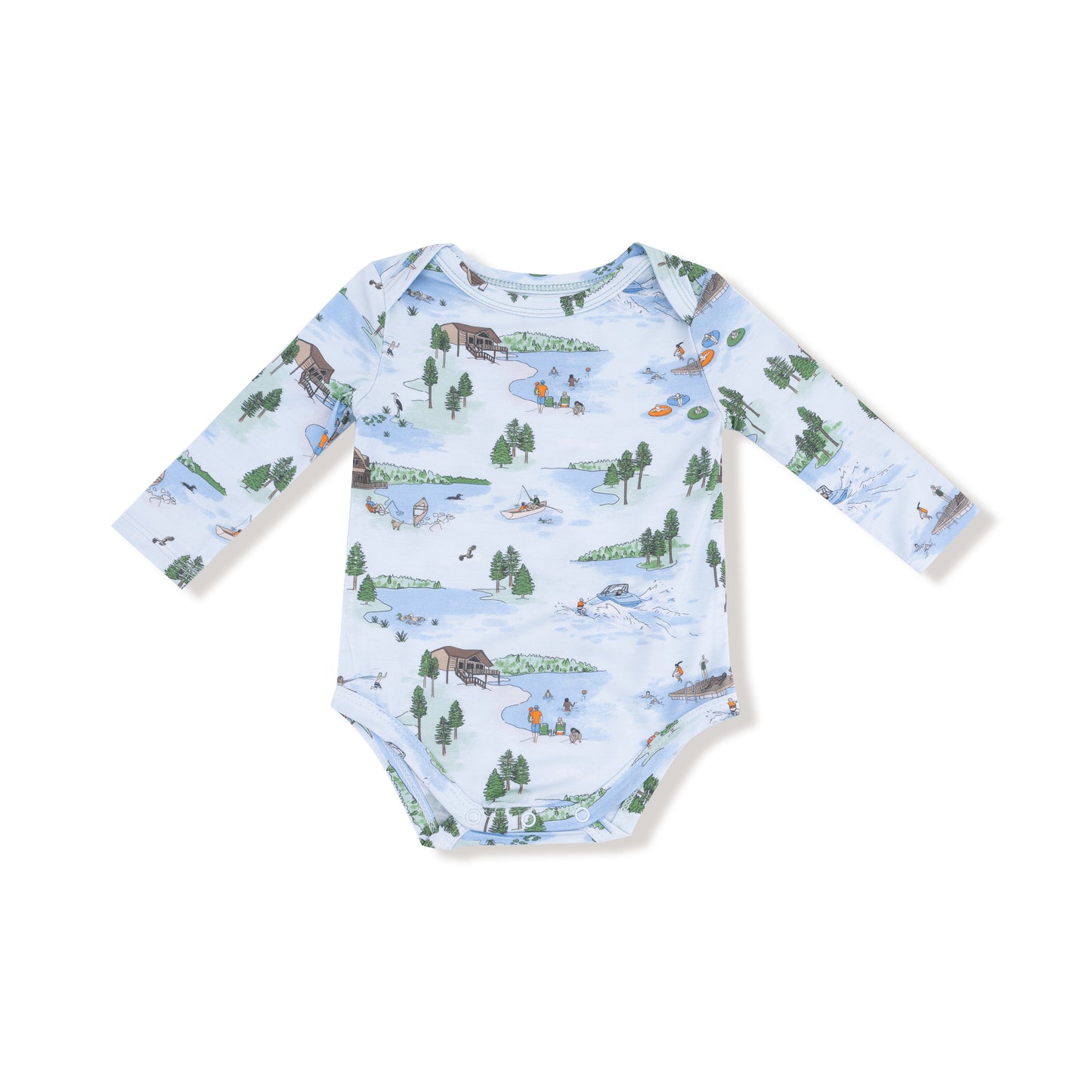 Lap Shoulder Bodysuit in our  Lake Life print from Angel Dear