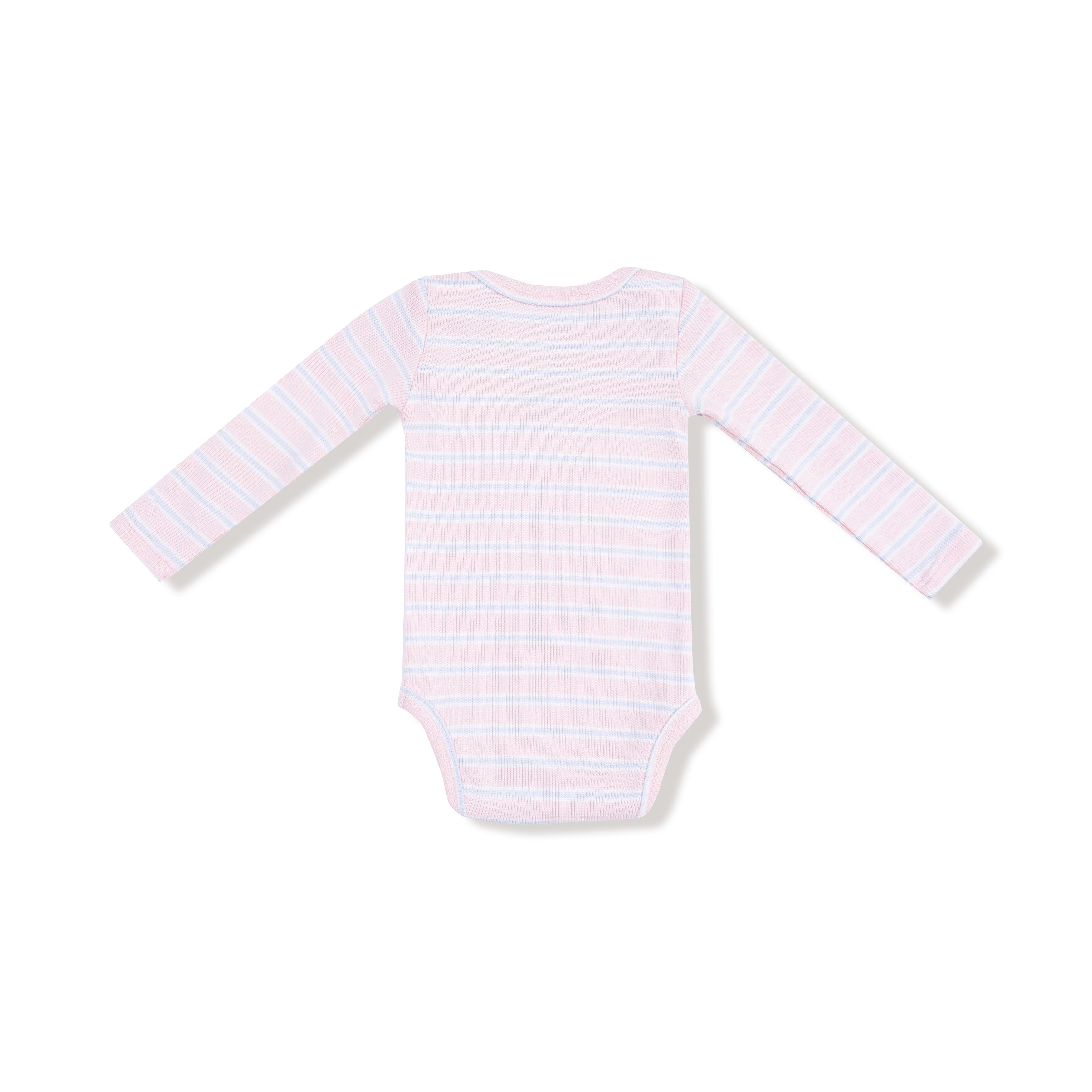 Lap Shoulder Bodysuit in our Multi Stripe - Pink print from Angel Dear